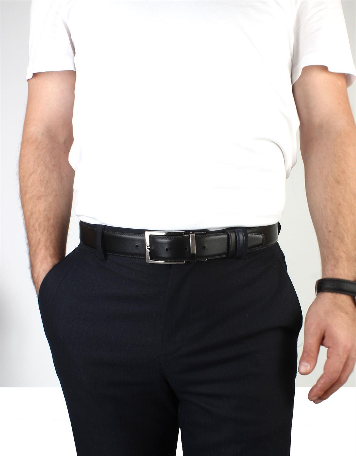 Çift Taraflı Deri Klasik Erkek Kemeri s8003