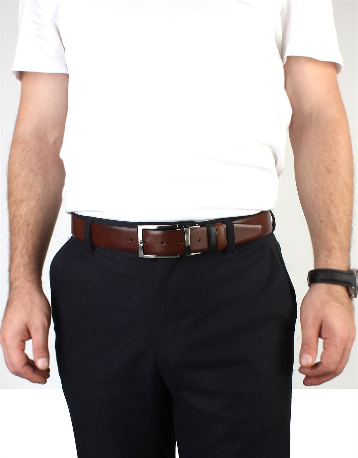 Çift Taraflı Deri Klasik Erkek Kemeri s8004