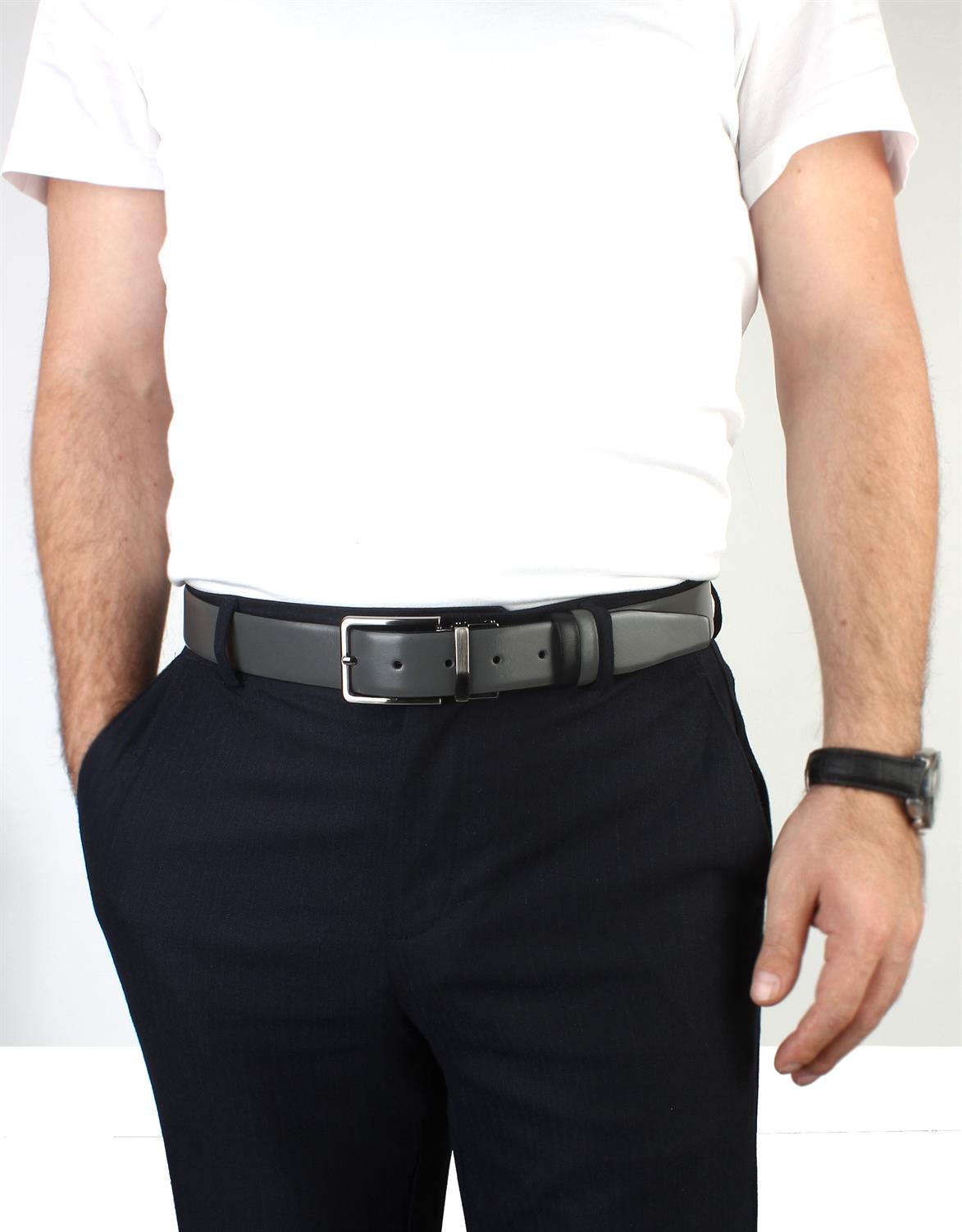 Çift Taraflı Deri Klasik Erkek Kemeri s8001