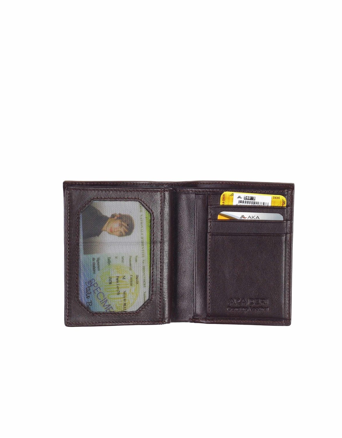 Düz Kahve - Orta  Boy Deri Erkek Cüzdanı 540