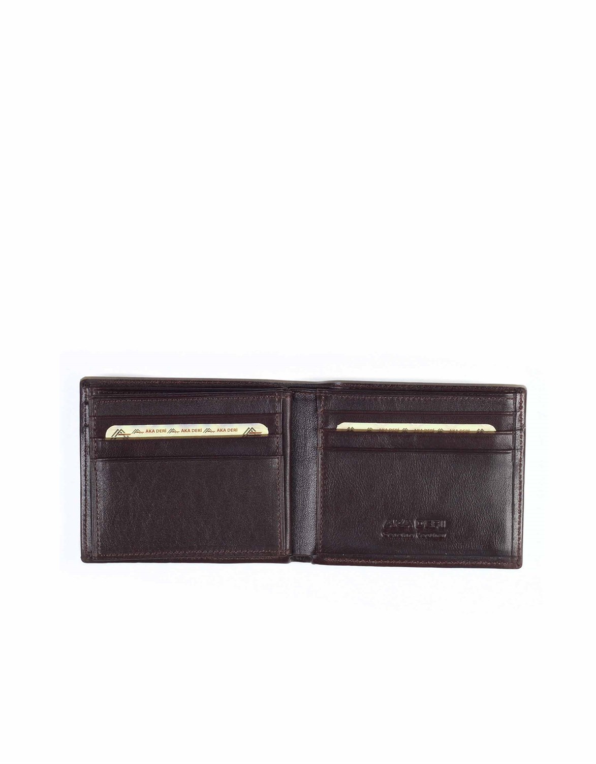 Düz Kahve - Orta Boy Deri Erkek Cüzdanı 527