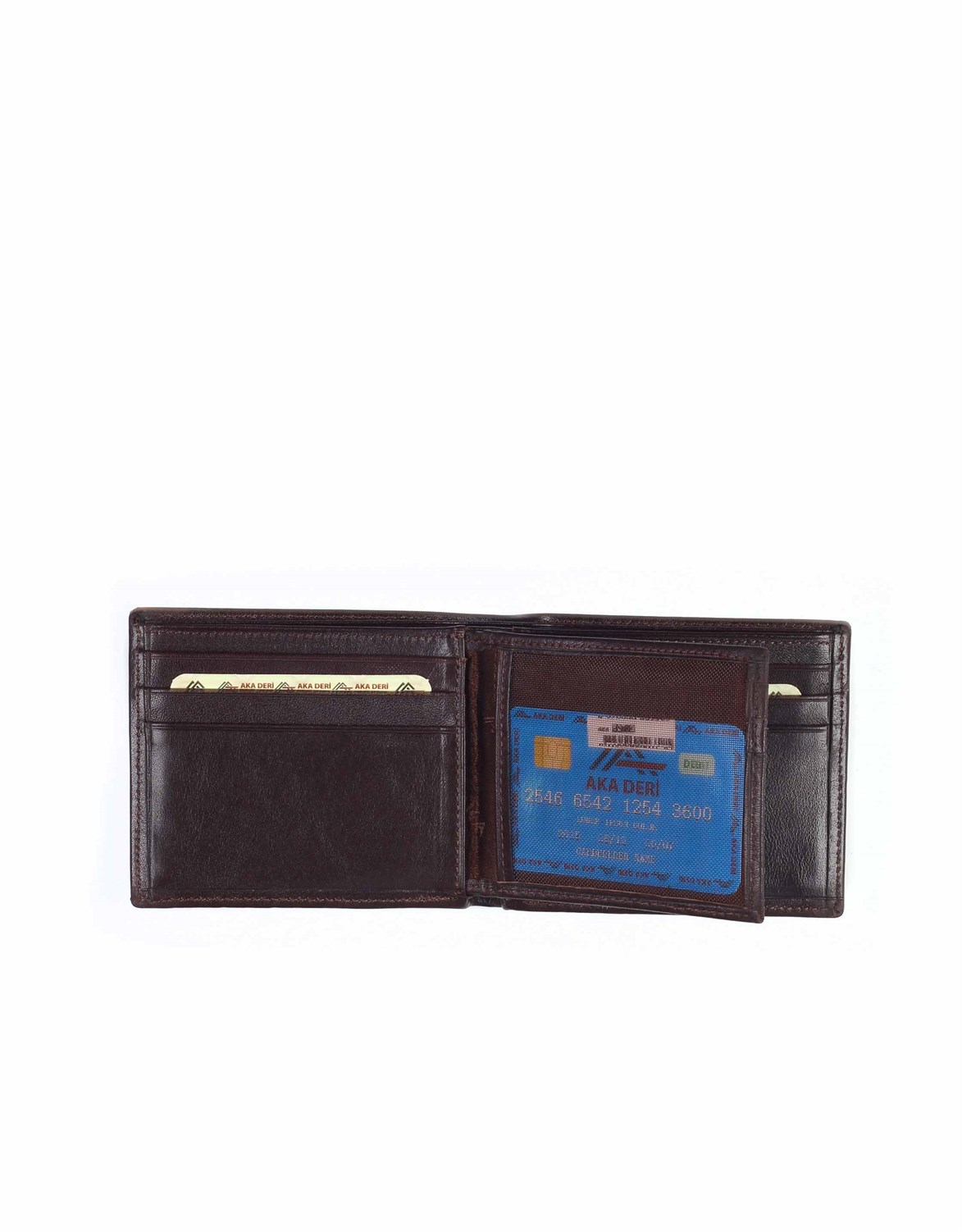 Düz Kahve - Orta Boy Deri Erkek Cüzdanı 527