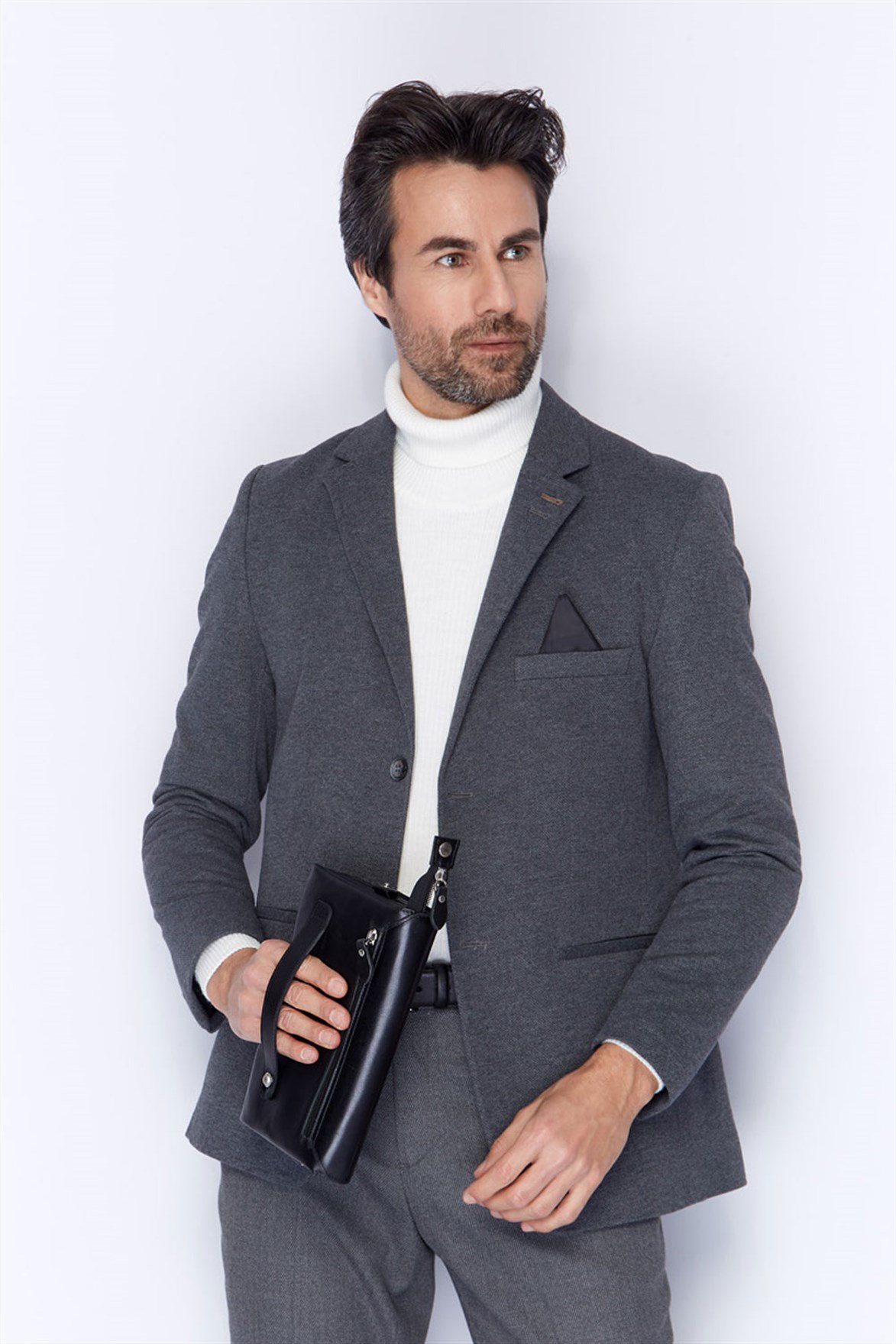 Düz Siyah - Deri El Çantası 309