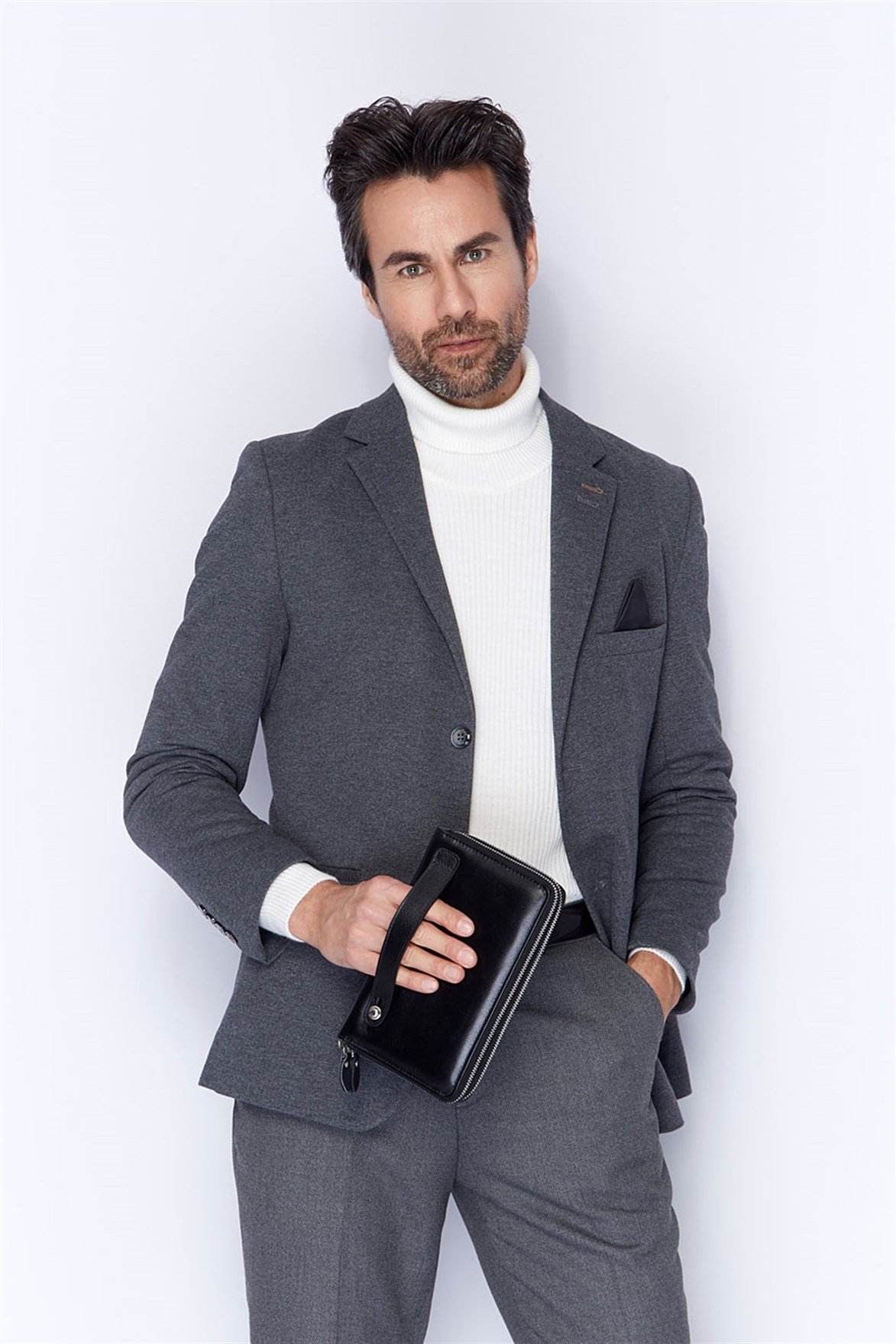 Düz Siyah - Deri El Çantası 331