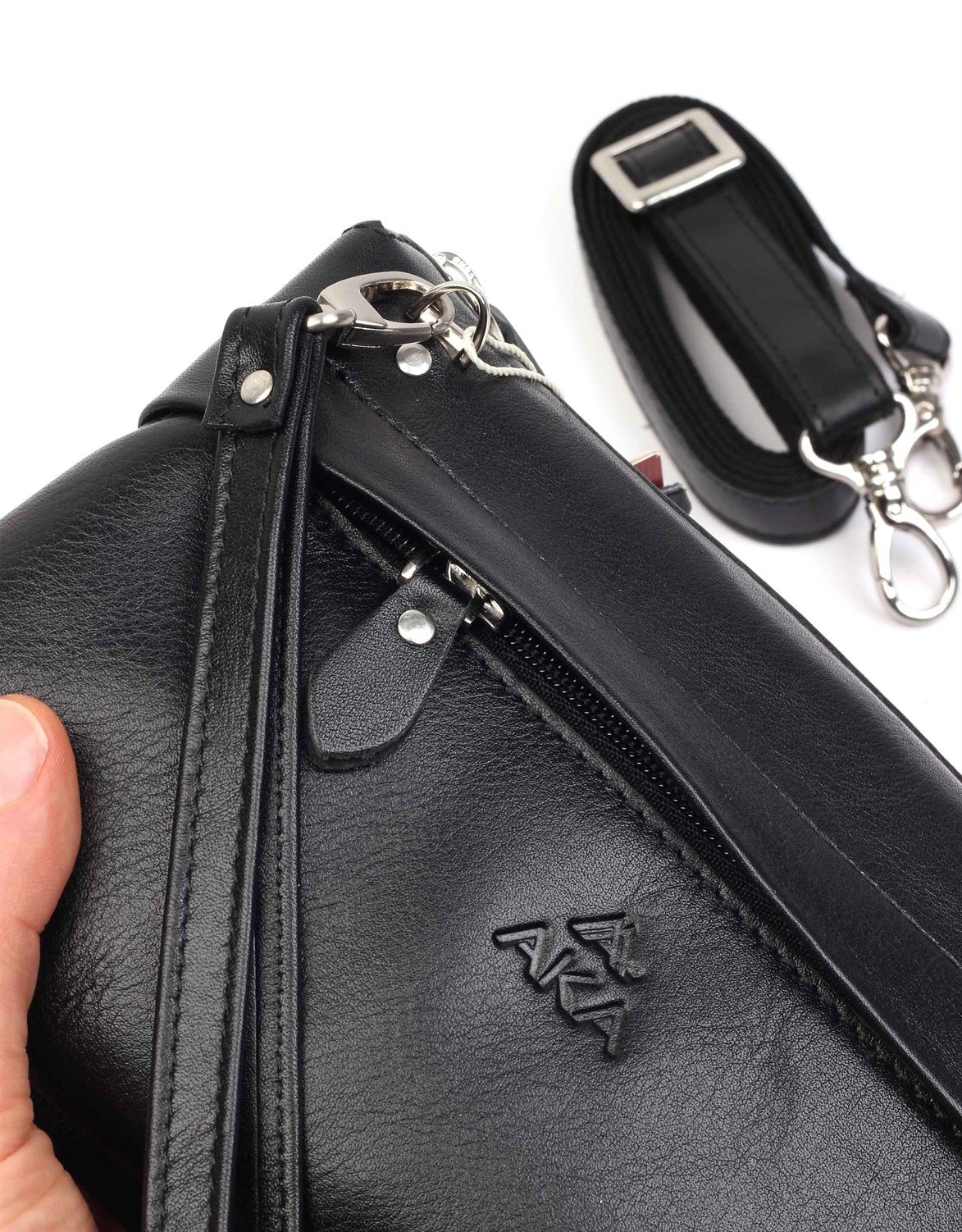 Düz Siyah - Deri El Çantası 338