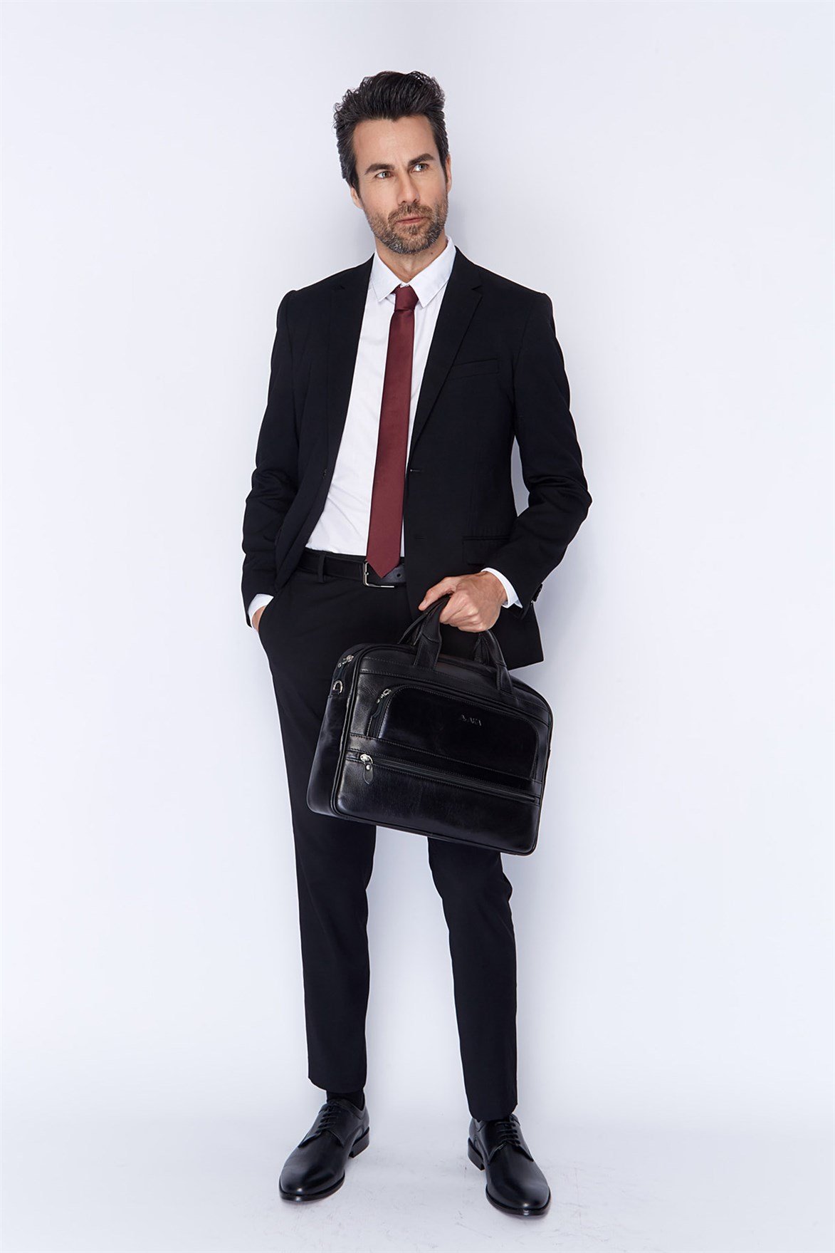 Düz Siyah - Deri Evrak Çantası 251