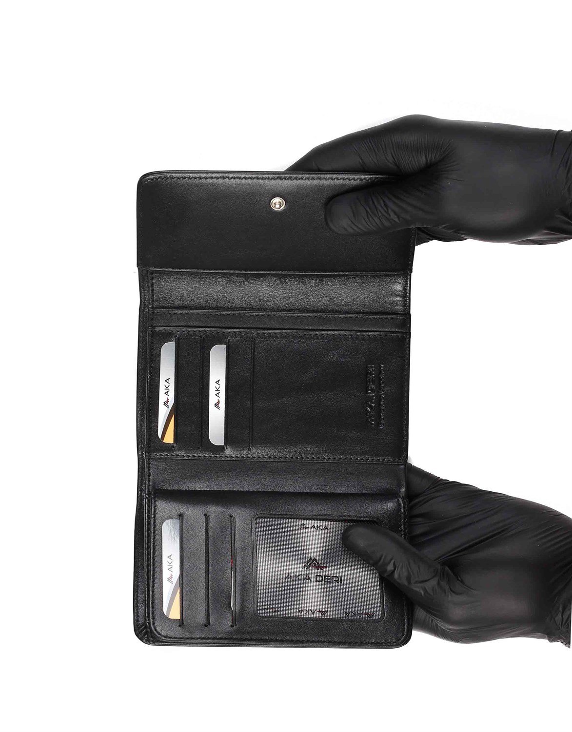 Düz Siyah - Deri Kadın Cüzdanı 450