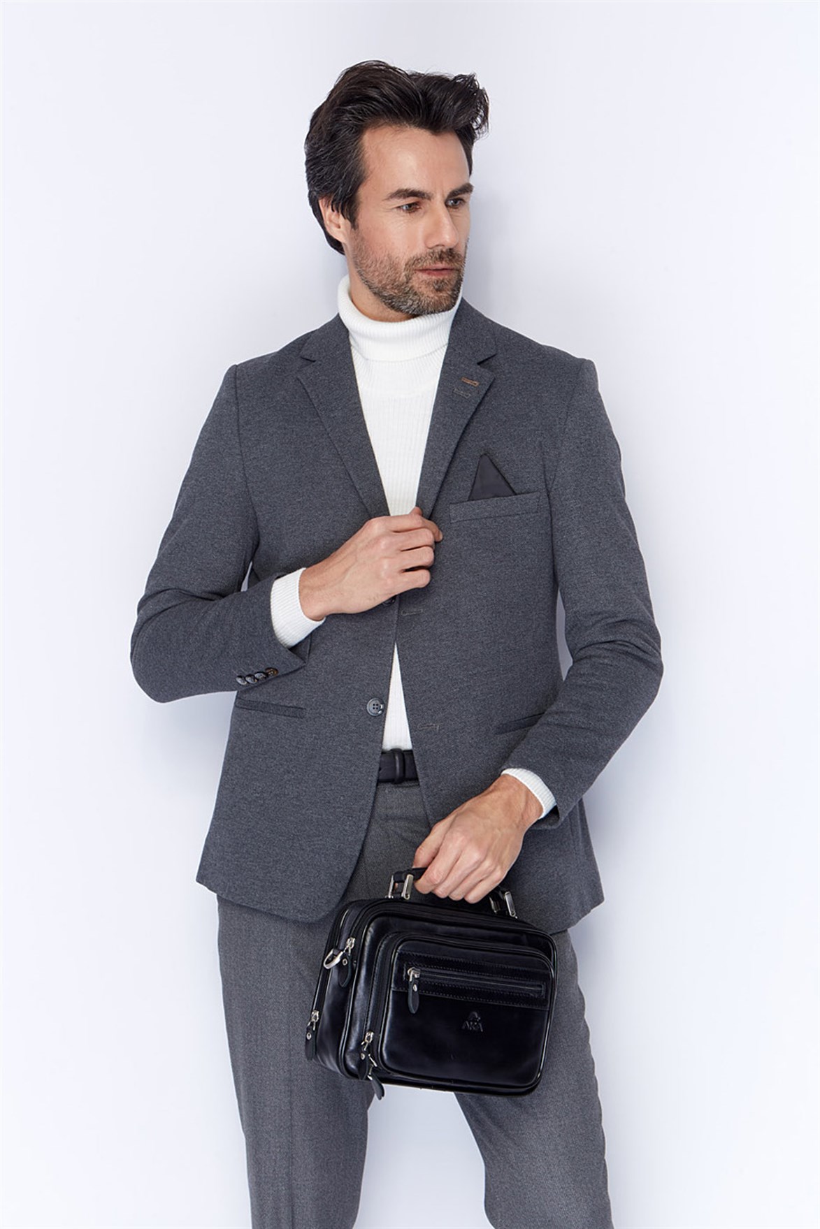 Genuine Leather Portfolio Bag - 318 - 1