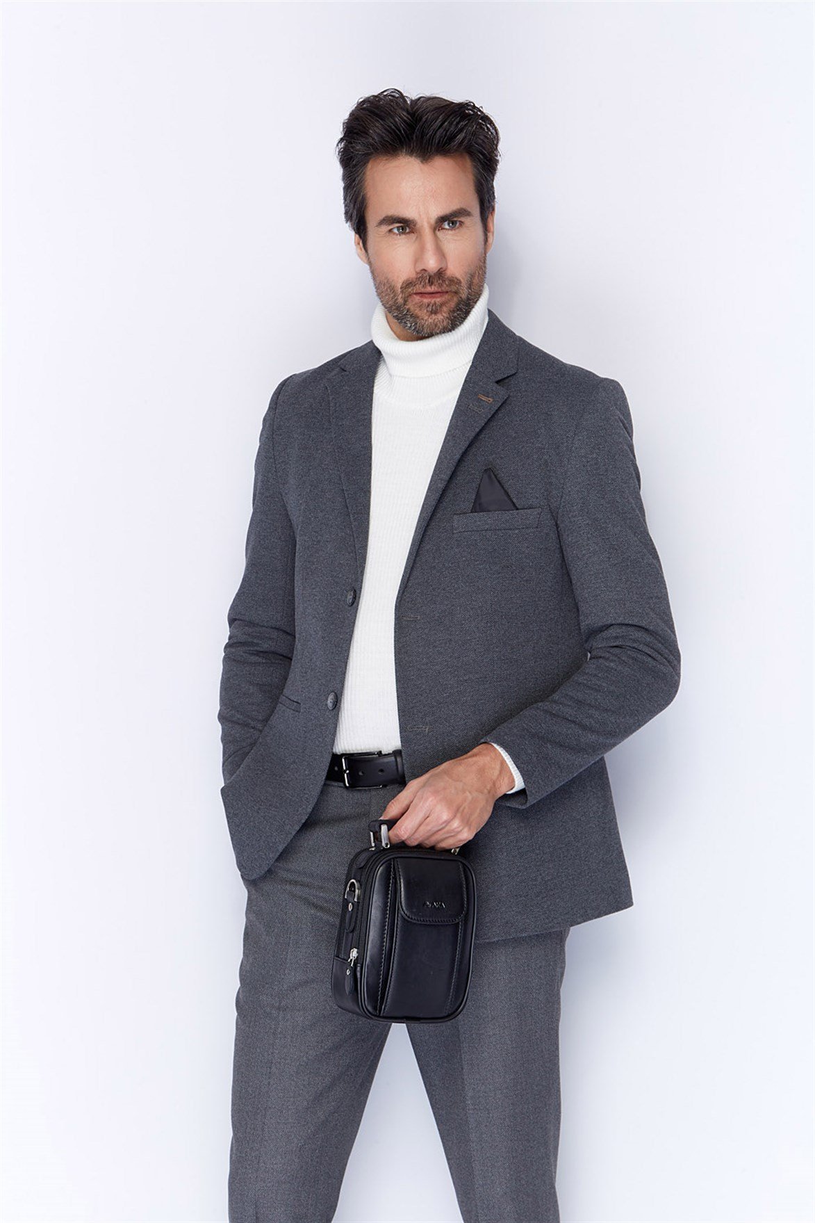 Düz Siyah - Deri Portföy Çantası 342