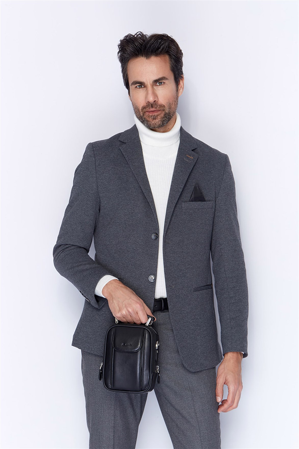 Düz Siyah - Deri Portföy Çantası 342