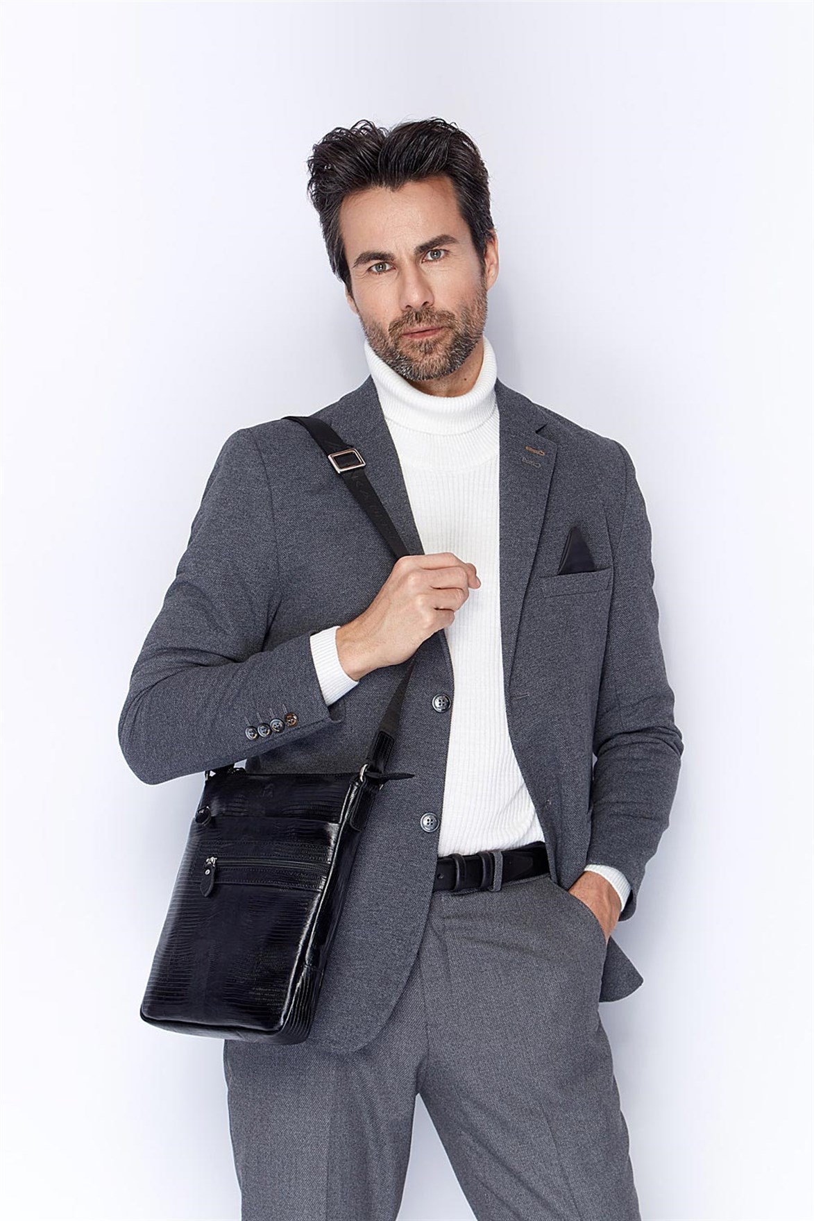 Genuine Leather Shoulder Bag - 343 - 1