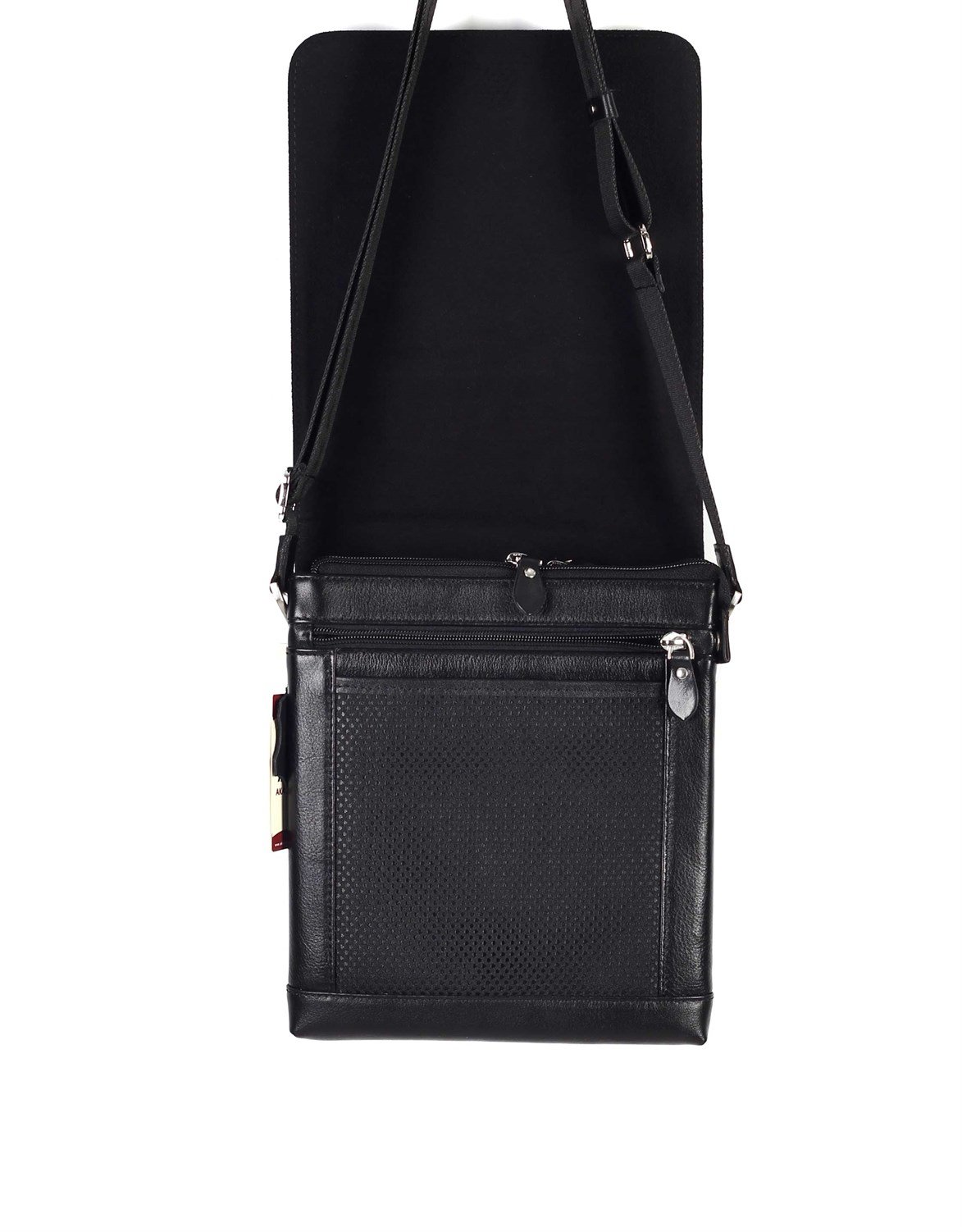 Düz Siyah - Omuzdan Askılı Deri Çanta 308