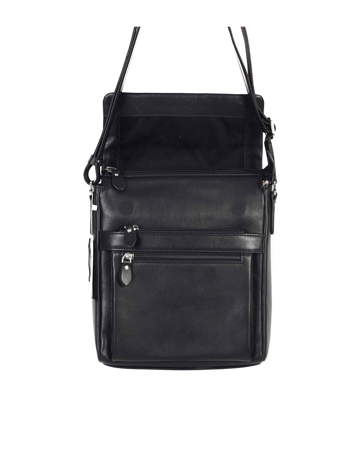 Düz Siyah - Omuzdan Askılı Deri Çanta 323