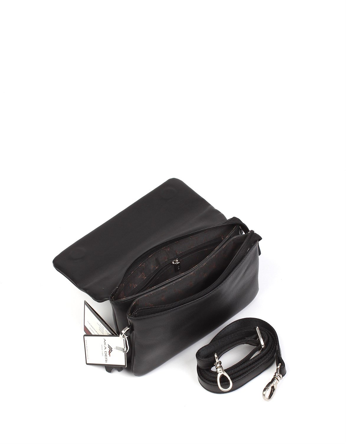 Düz Siyah Deri El Çantası 337