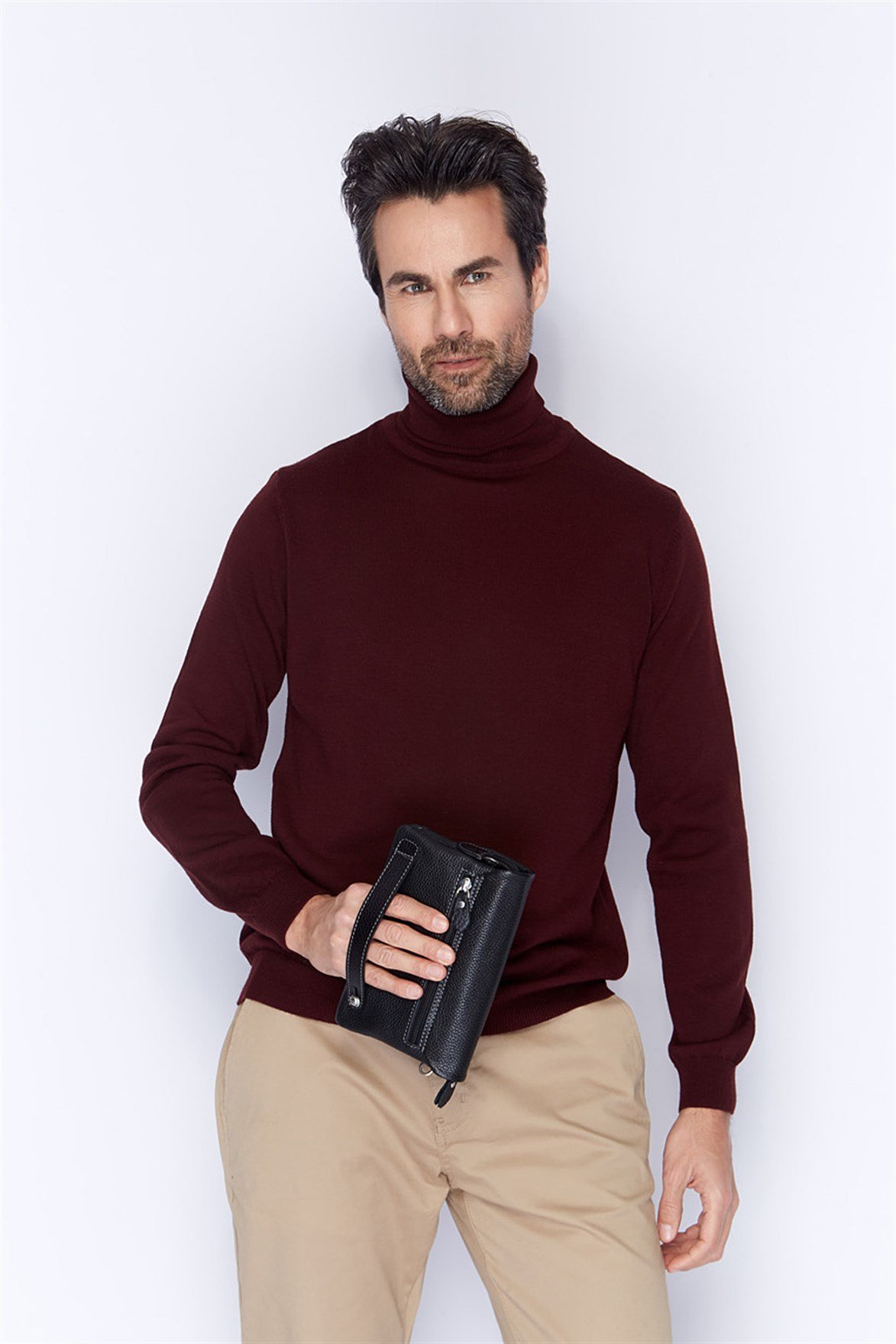 Düz Siyah Deri El Çantası 337