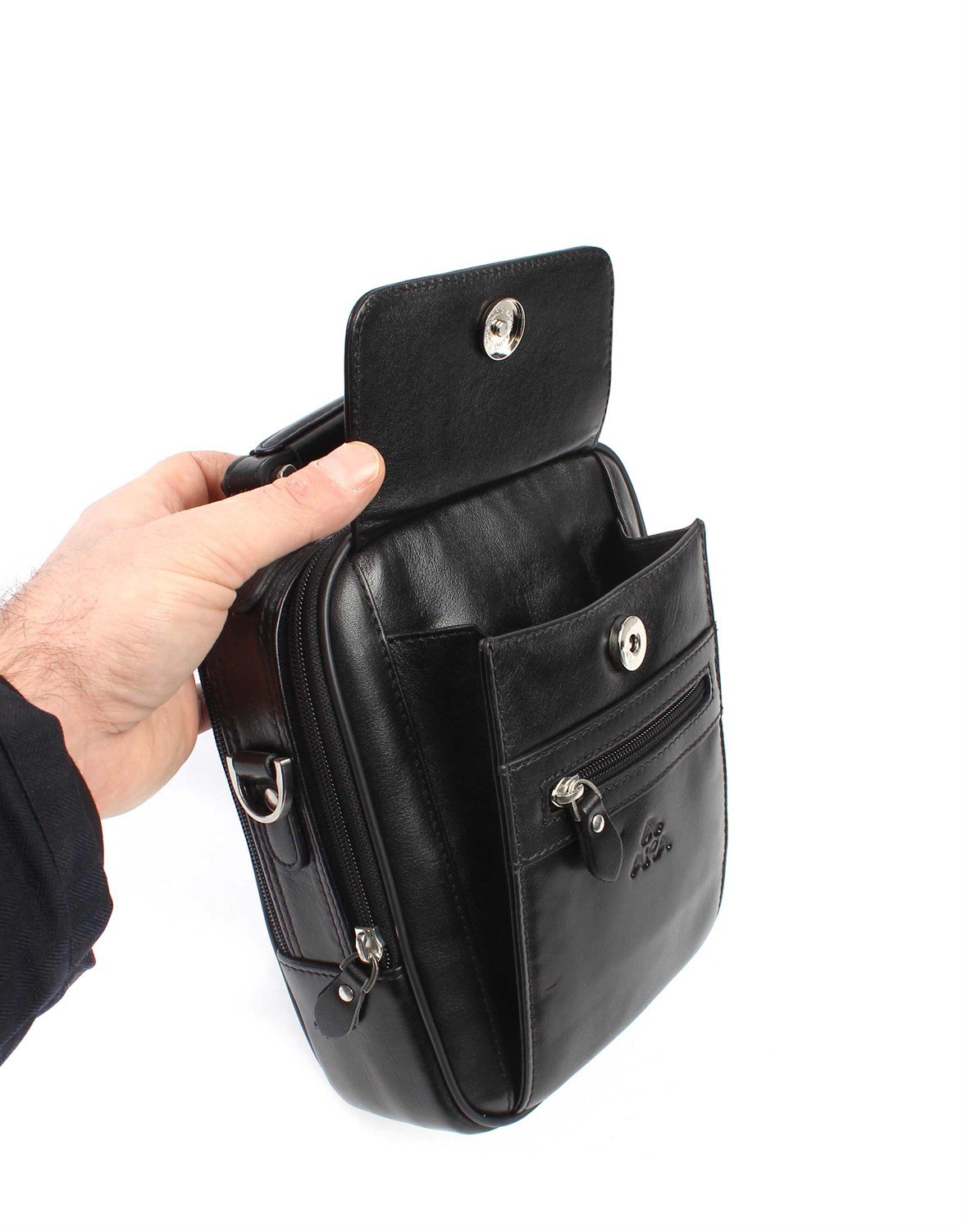 Düz Siyah - Deri Portföy Çantası 395