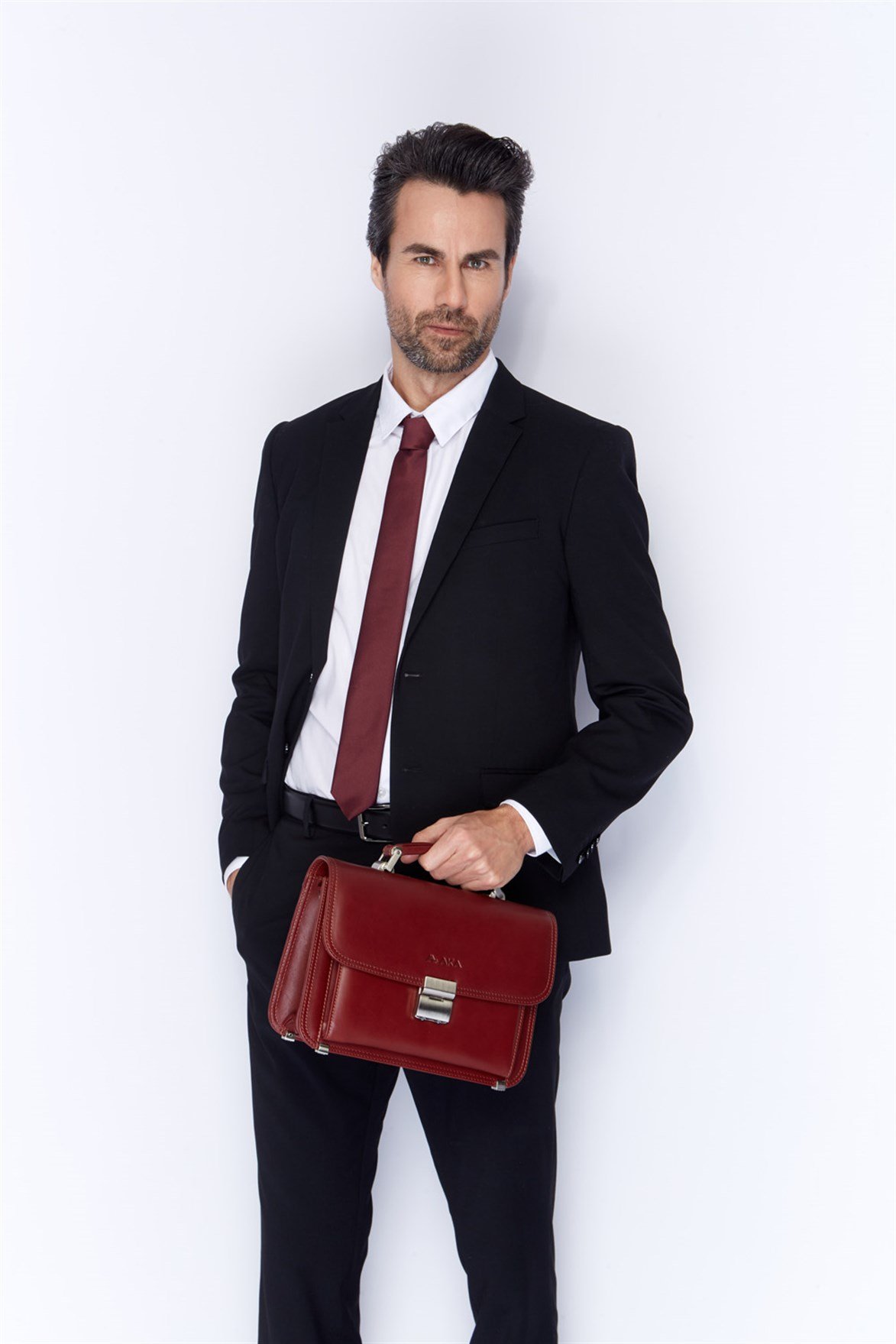 Genuine Leather Portfolio Bag - 166 - 5