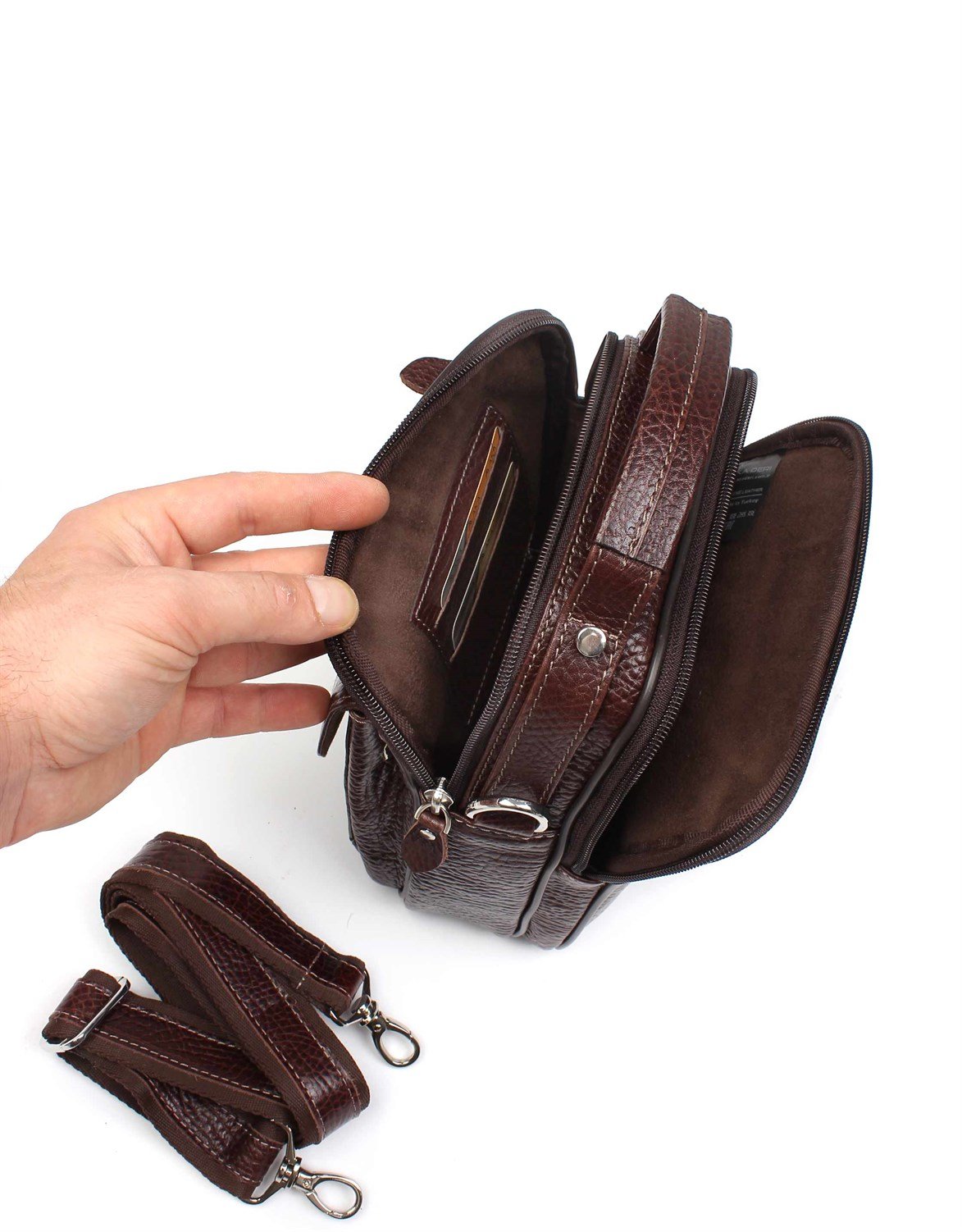 El ve Omuzdan Askılı Deri Erkek Çantası 391