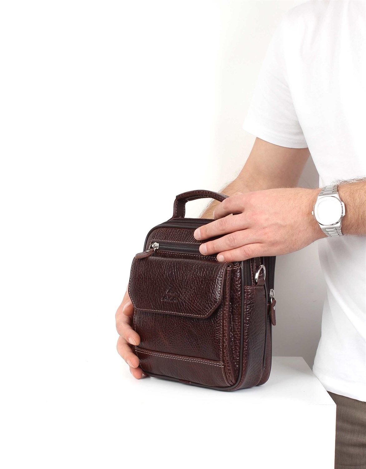 El ve Omuzdan Askılı Deri Erkek Çantası 391