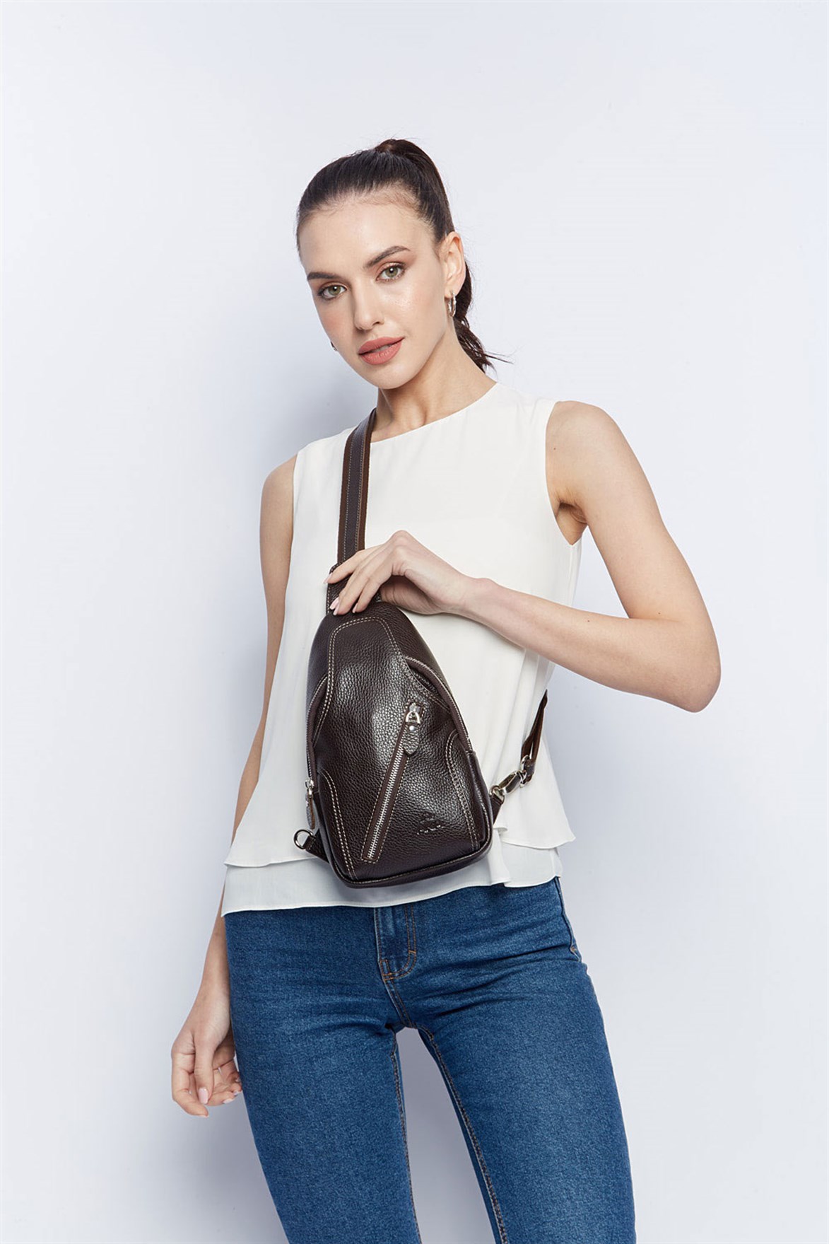 Genuine Leather Shoulder Bag - 313 - 4