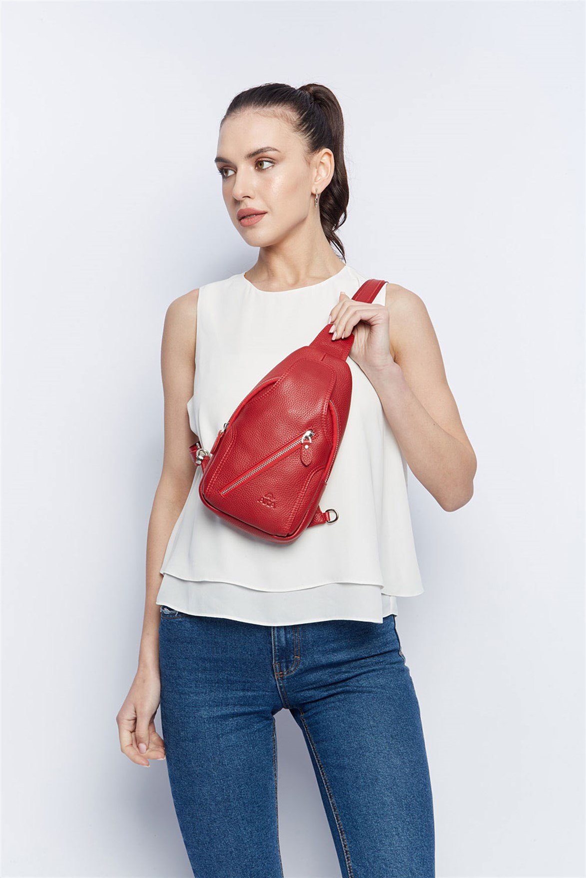 Floter Kırmızı - Omuzdan Askılı Deri Çanta 313