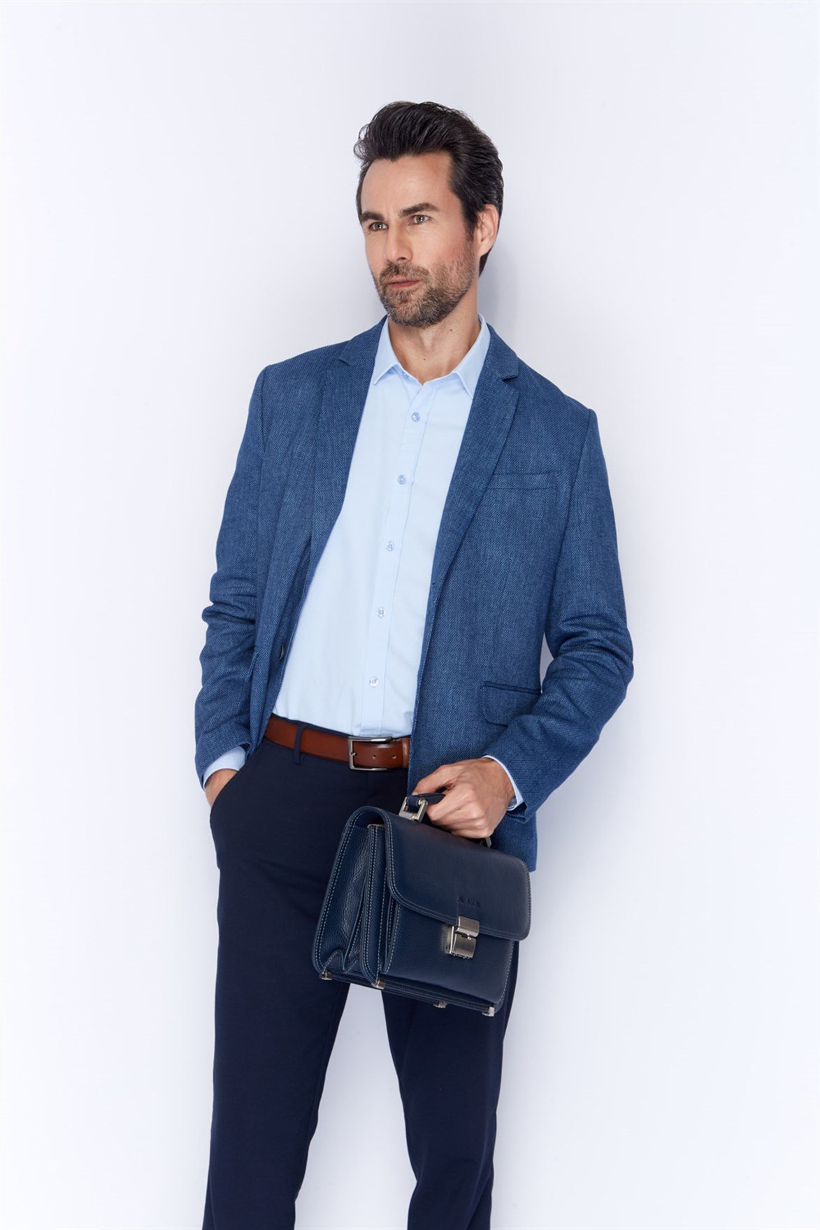 Floter Lacivert - Deri Portföy Çantası 166