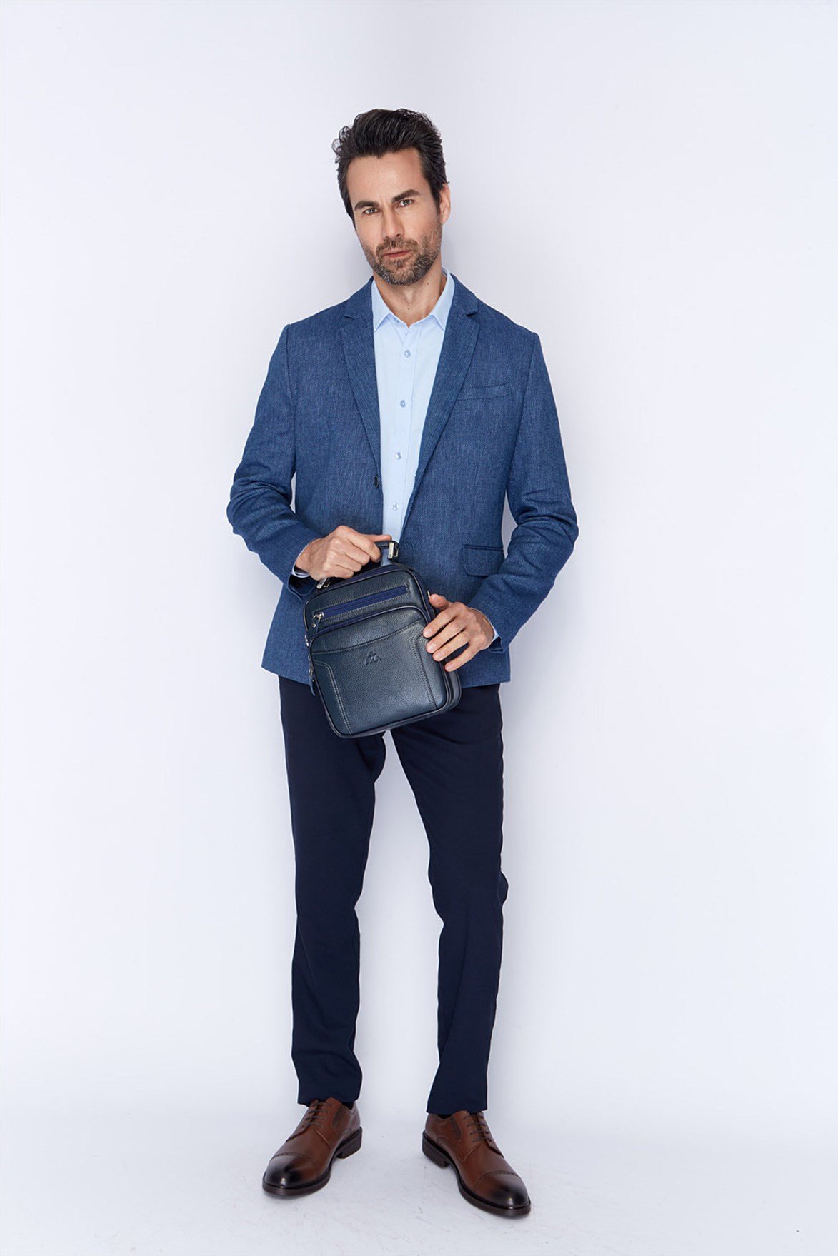 Floter Lacivert - Deri Portföy Çantası 306