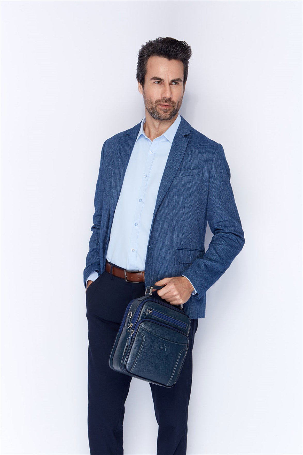 Floter Lacivert - Deri Portföy Çantası 306