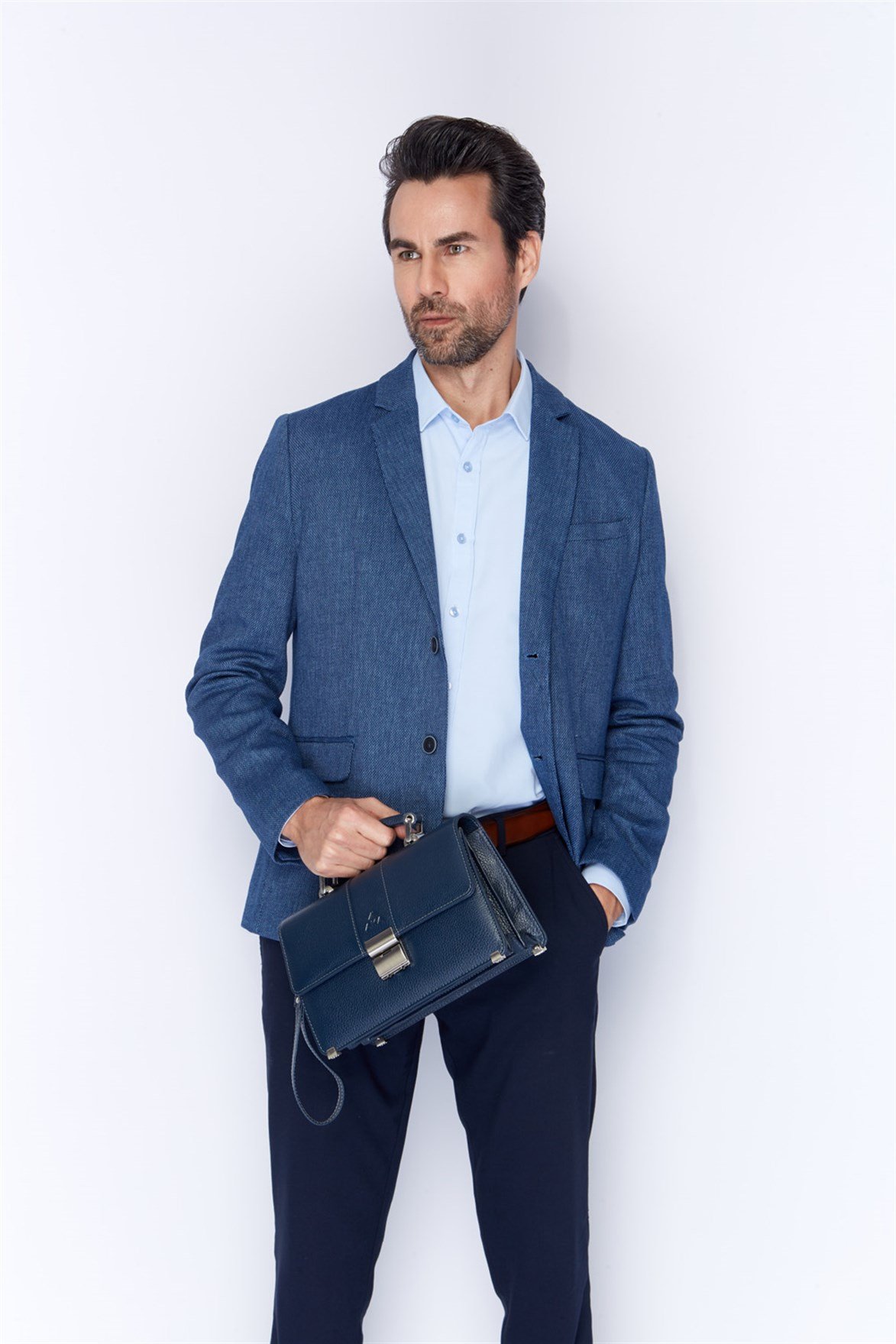 Floter Lacivert - Deri Portföy Çantası 148