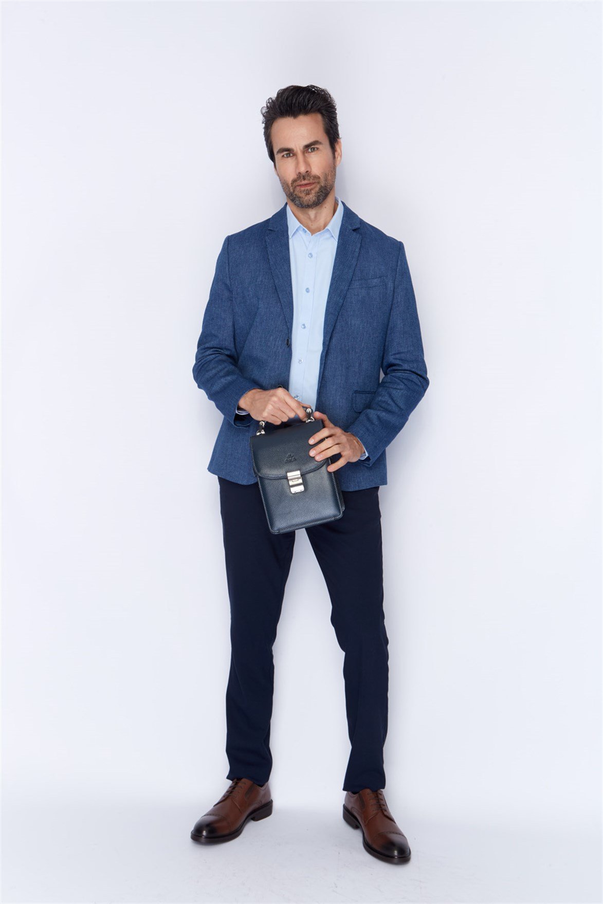 Floter Lacivert - Deri Portföy Çantası 301