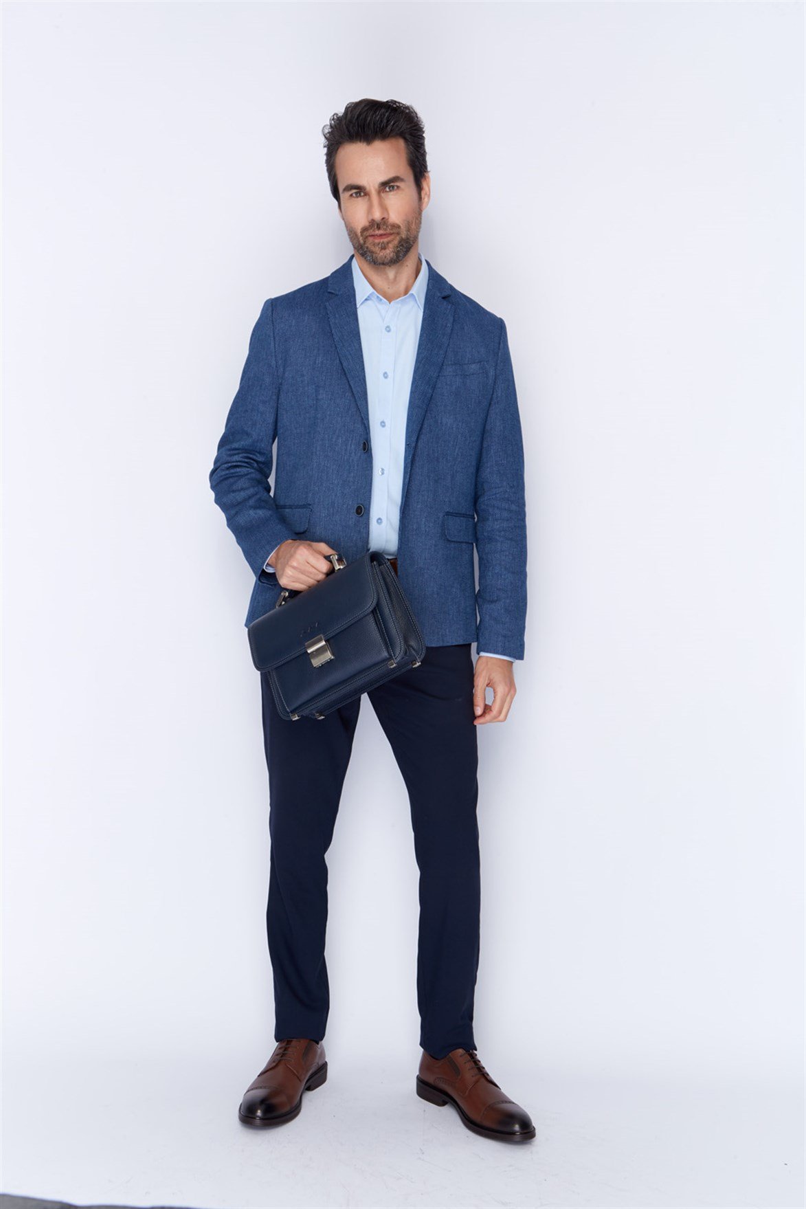 Floter Lacivert - Deri Portföy Çantası 166