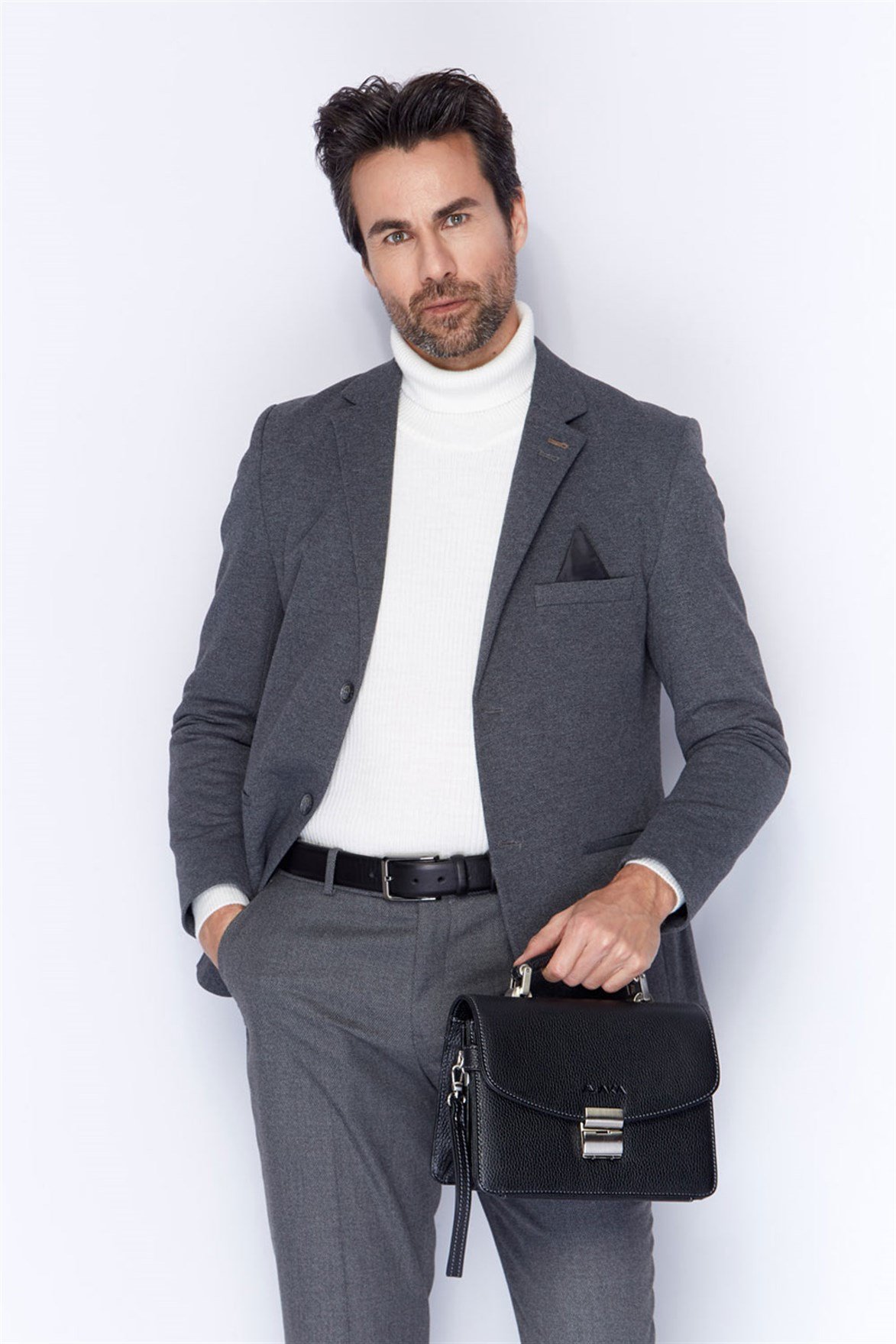 Genuine Leather Portfolio Bag - 132 - 2