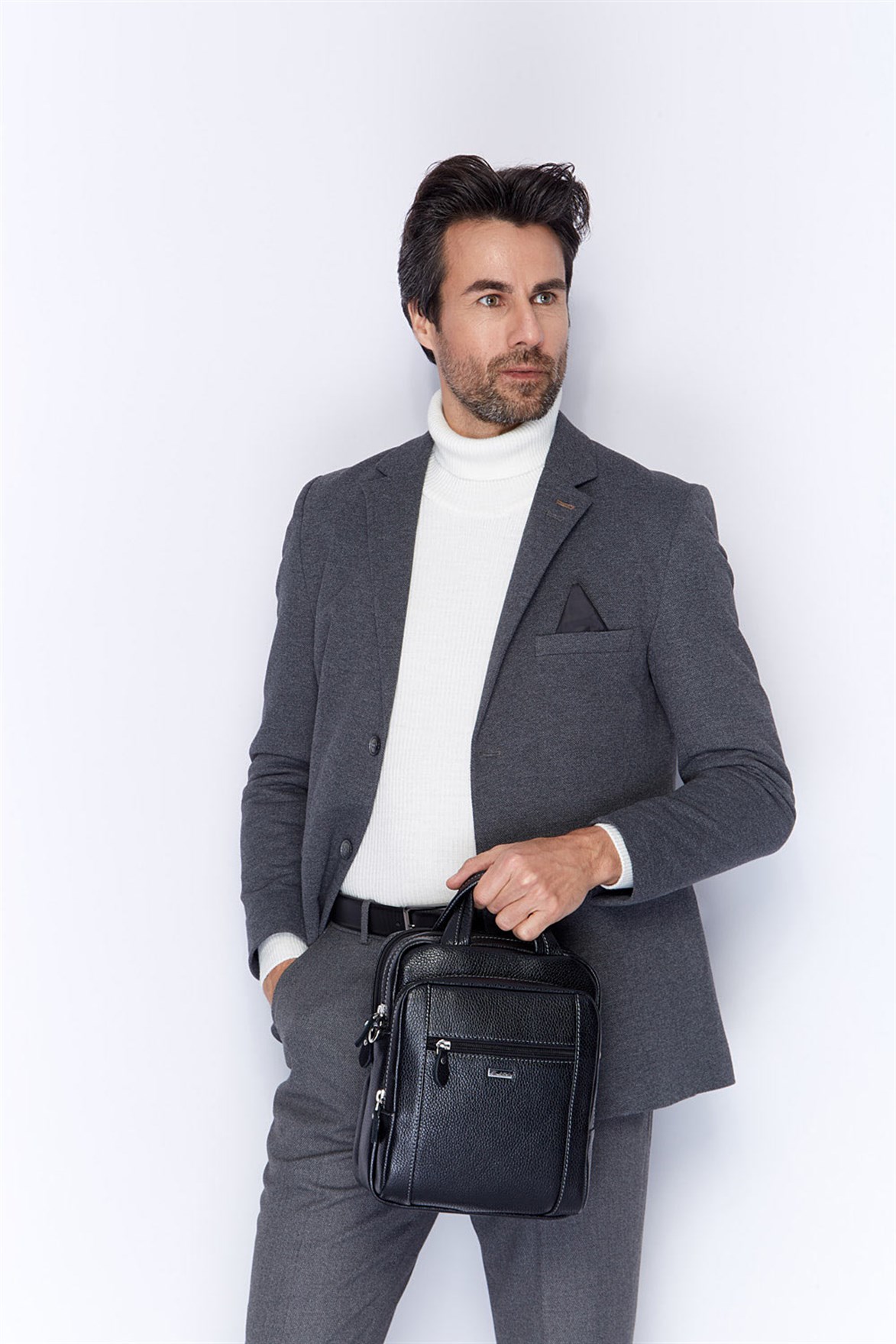 Floter Siyah - Deri Portföy Çantası 302