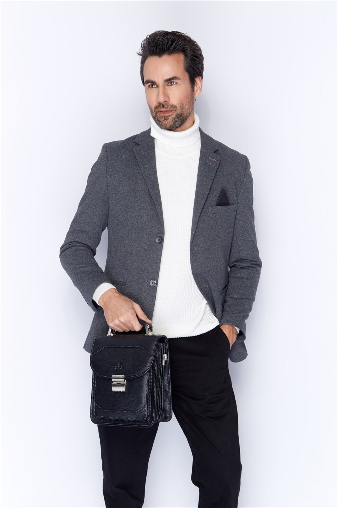 Floter Siyah - Deri Portföy Çantası 300