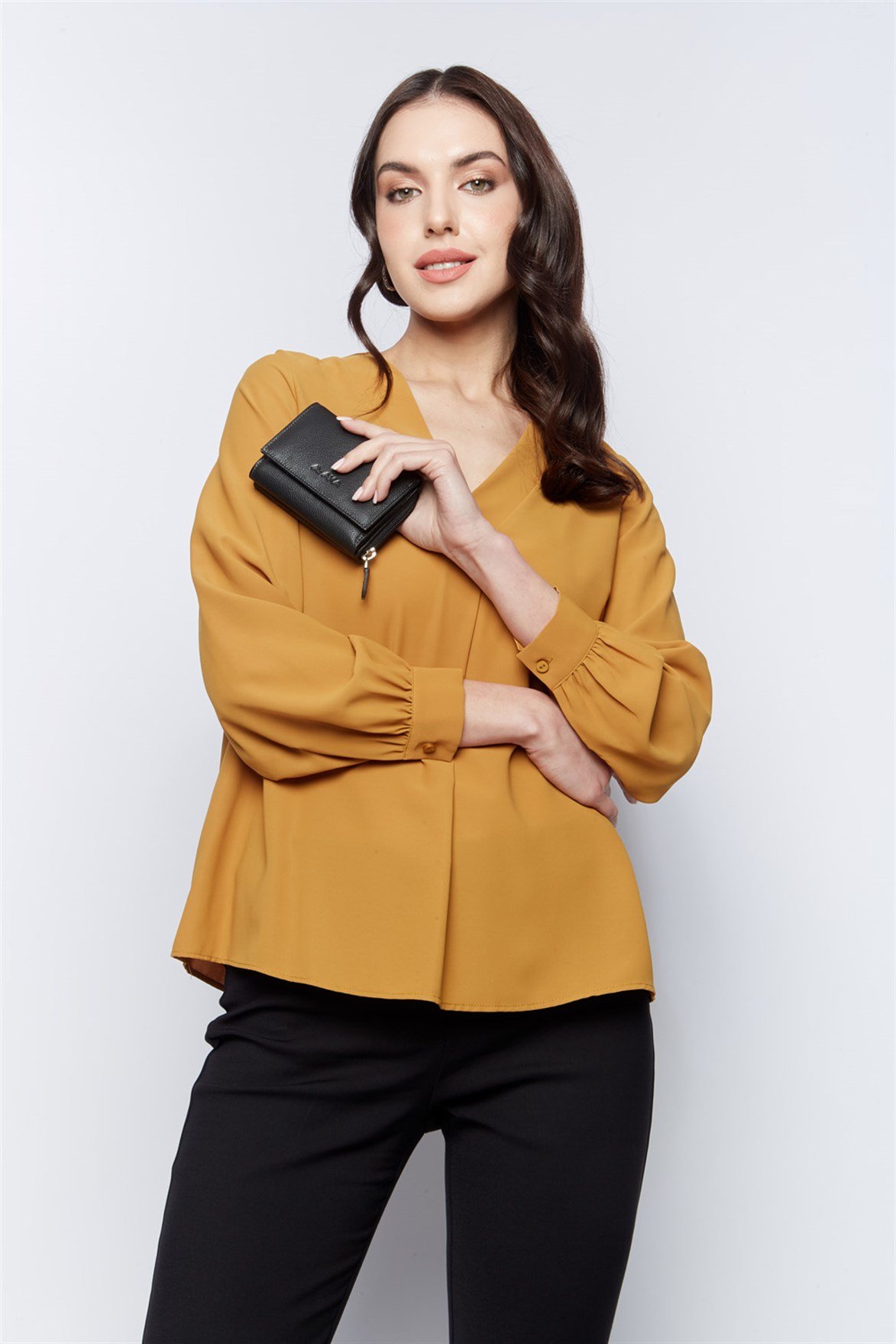 Flotör Siyah Hakiki Deri Kadın Cüzdanı (467-2)