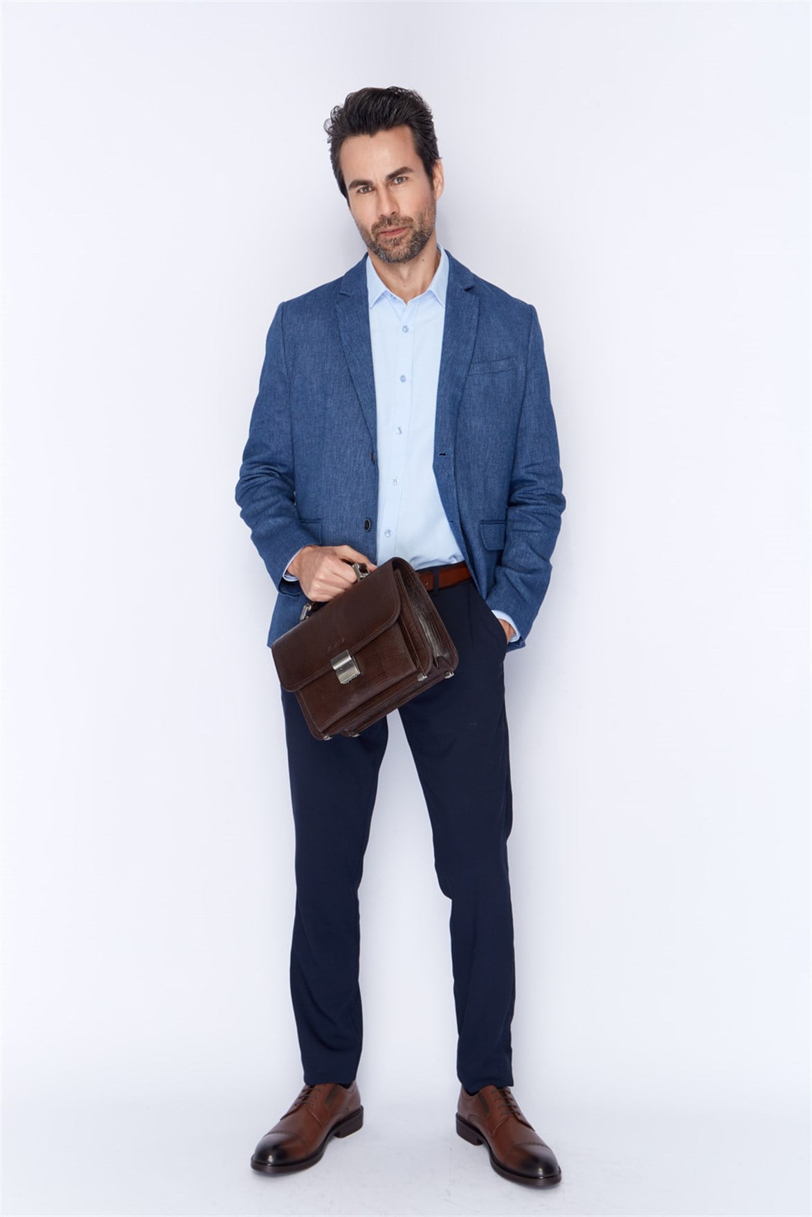 Genuine Leather Portfolio Bag - 166 - 11