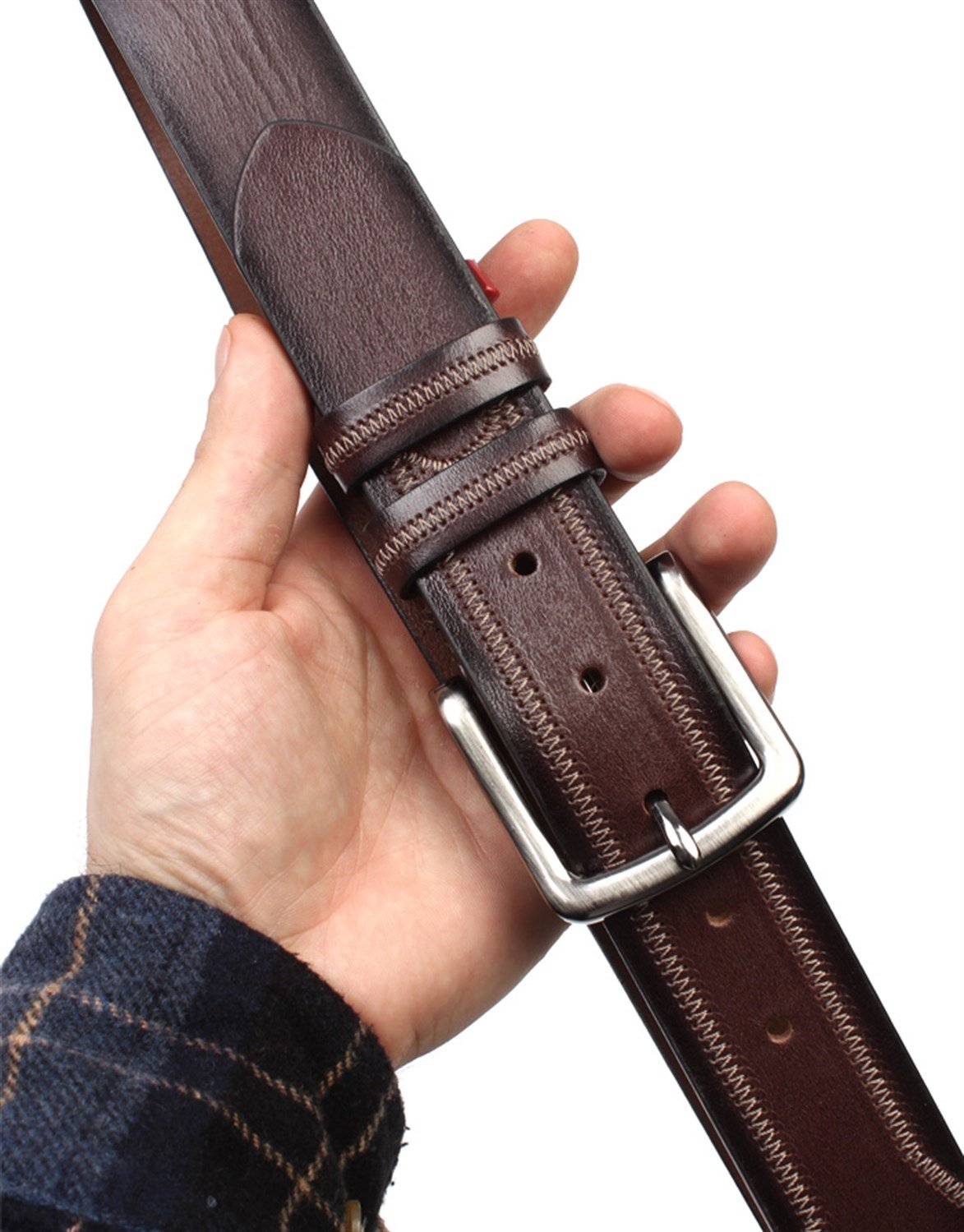 Kahverengi Hakiki Deri Spor Erkek Kemeri s189