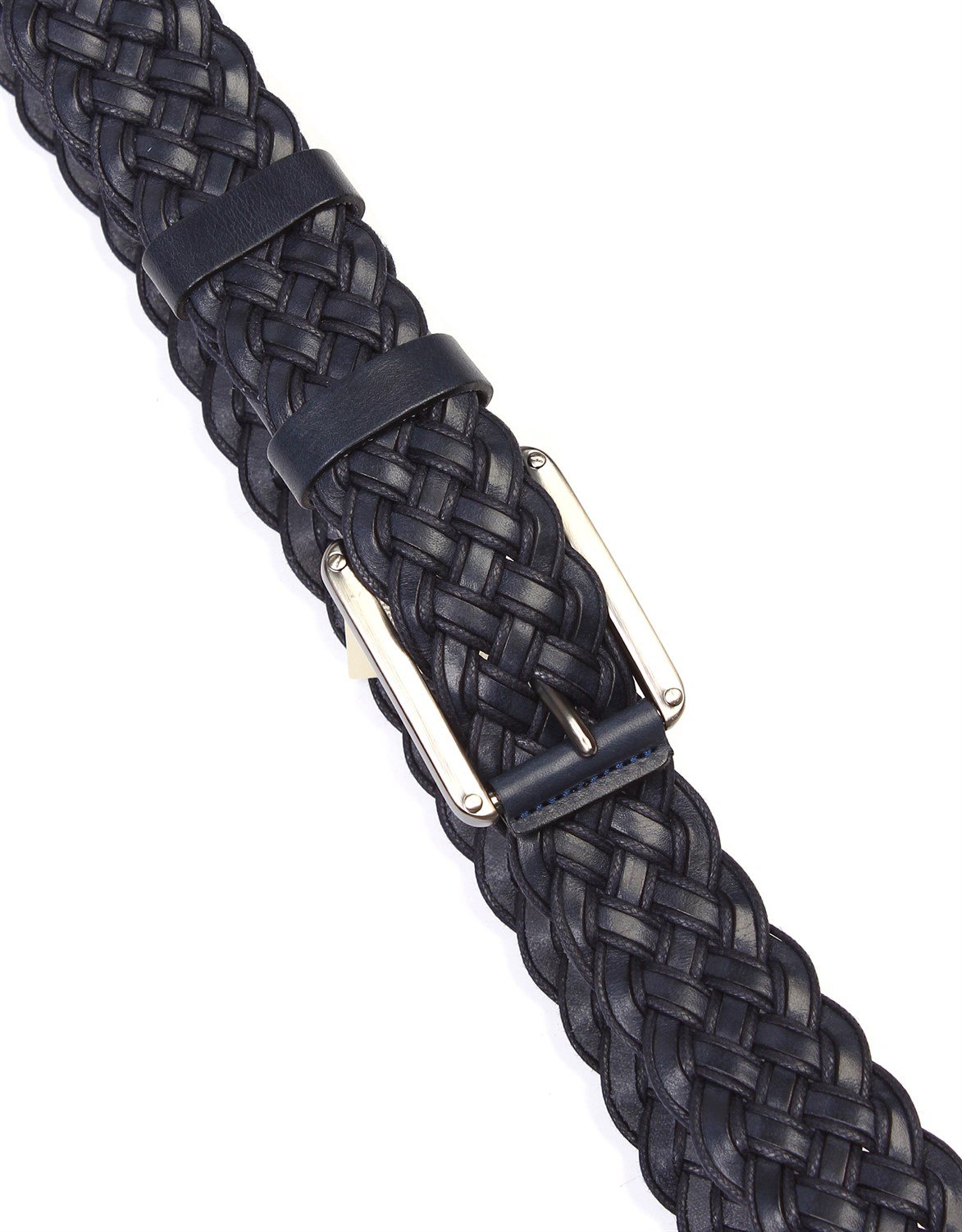 Lacivert Örgülü Spor Deri Kemer