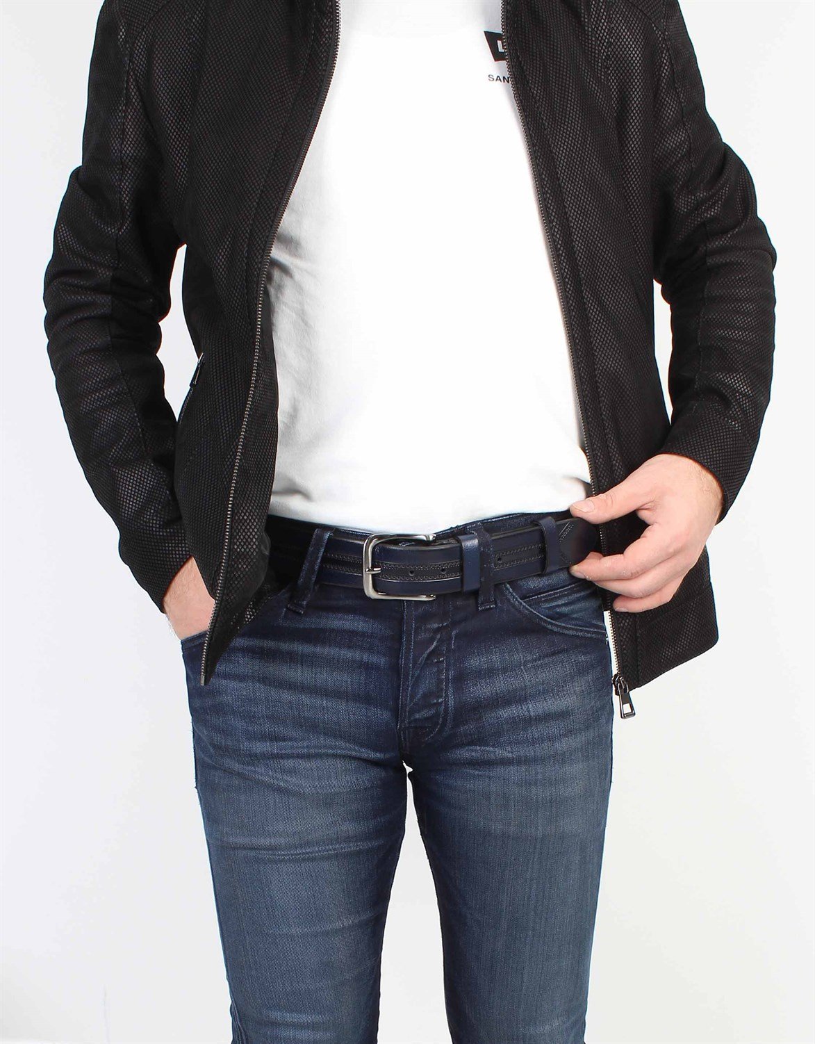 Lacivert Spor Deri Kemer sk0011