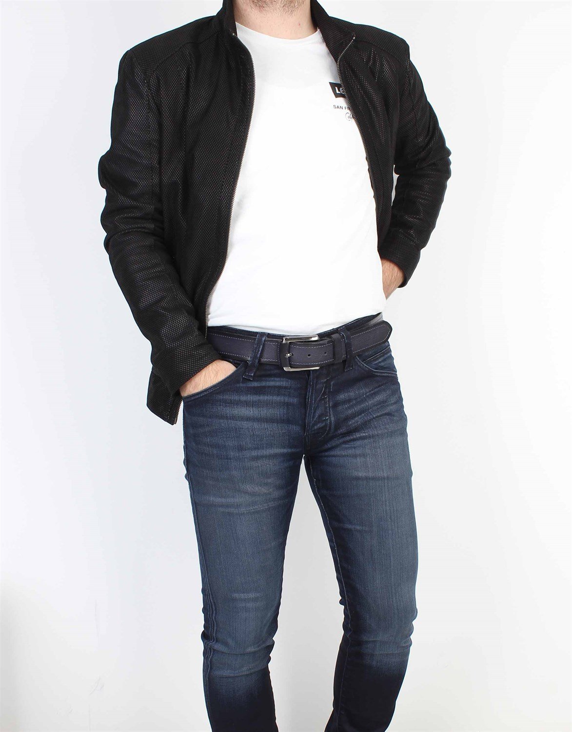 Lacivert Spor Deri Kemer sk062