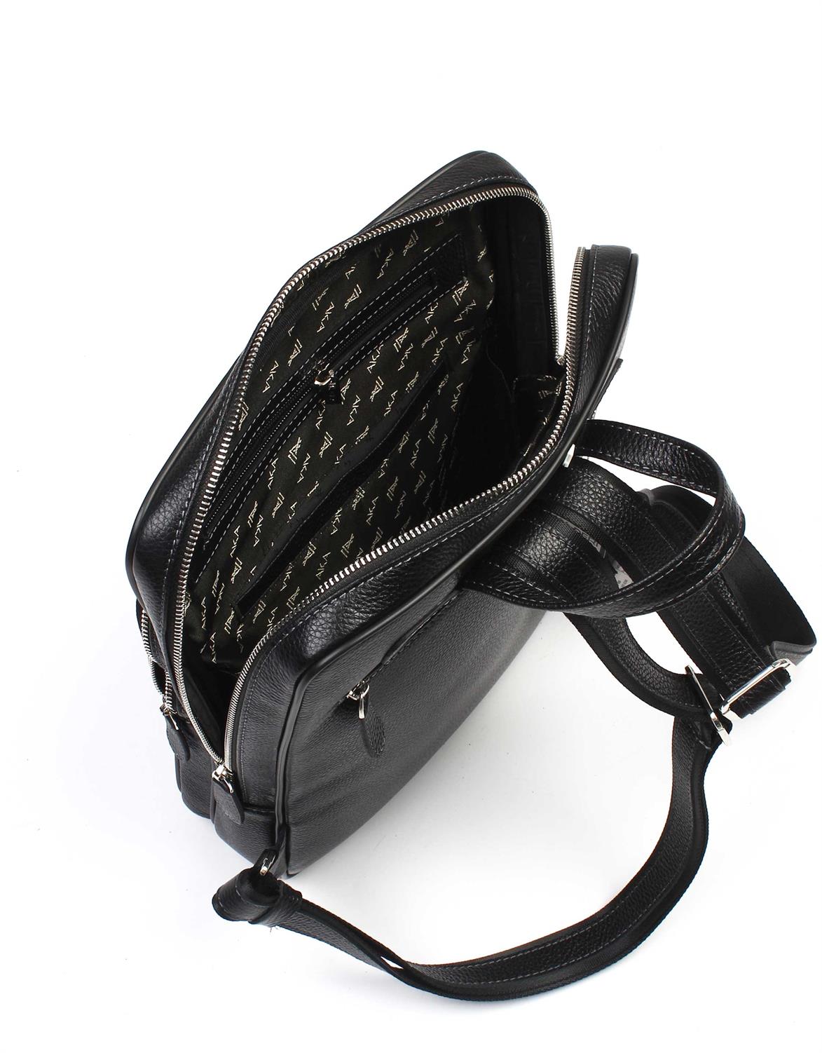 Orta Boy Siyah Deri Sırt Çantası 906