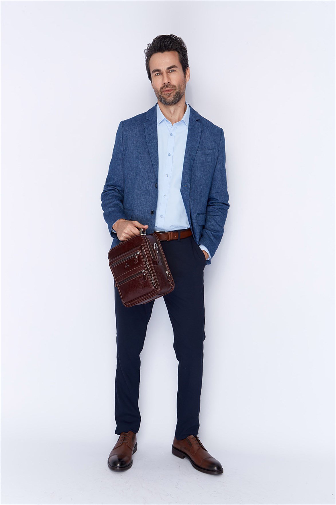 Parlak Kahve - Deri Portföy Çantası 307