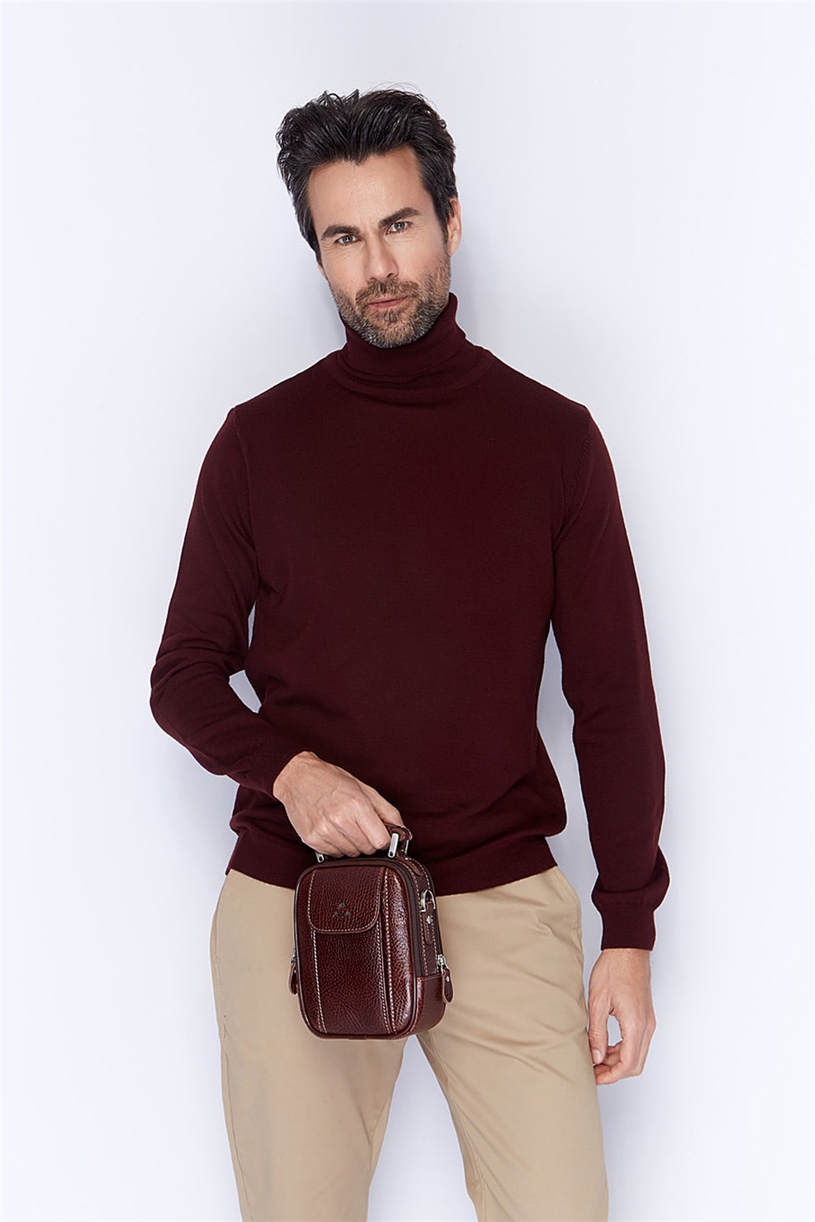 Parlak Kahve - Deri Portföy Çantası 342