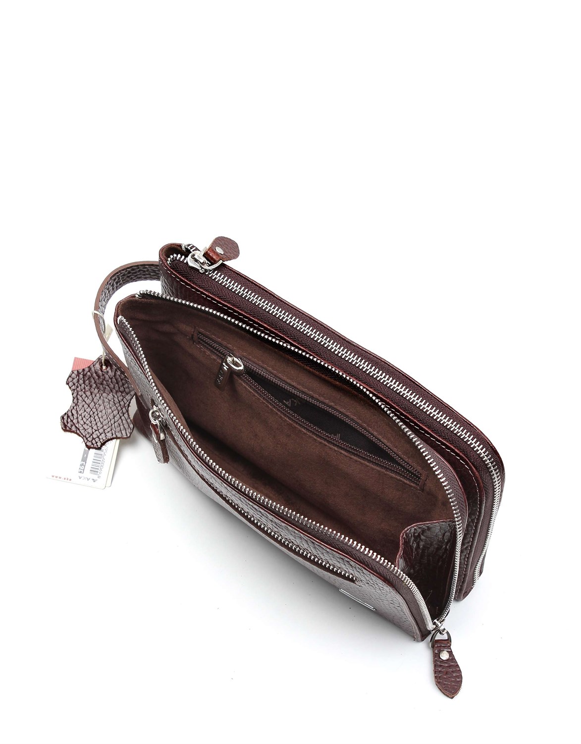 Parlak Kahve -Deri El Çantası