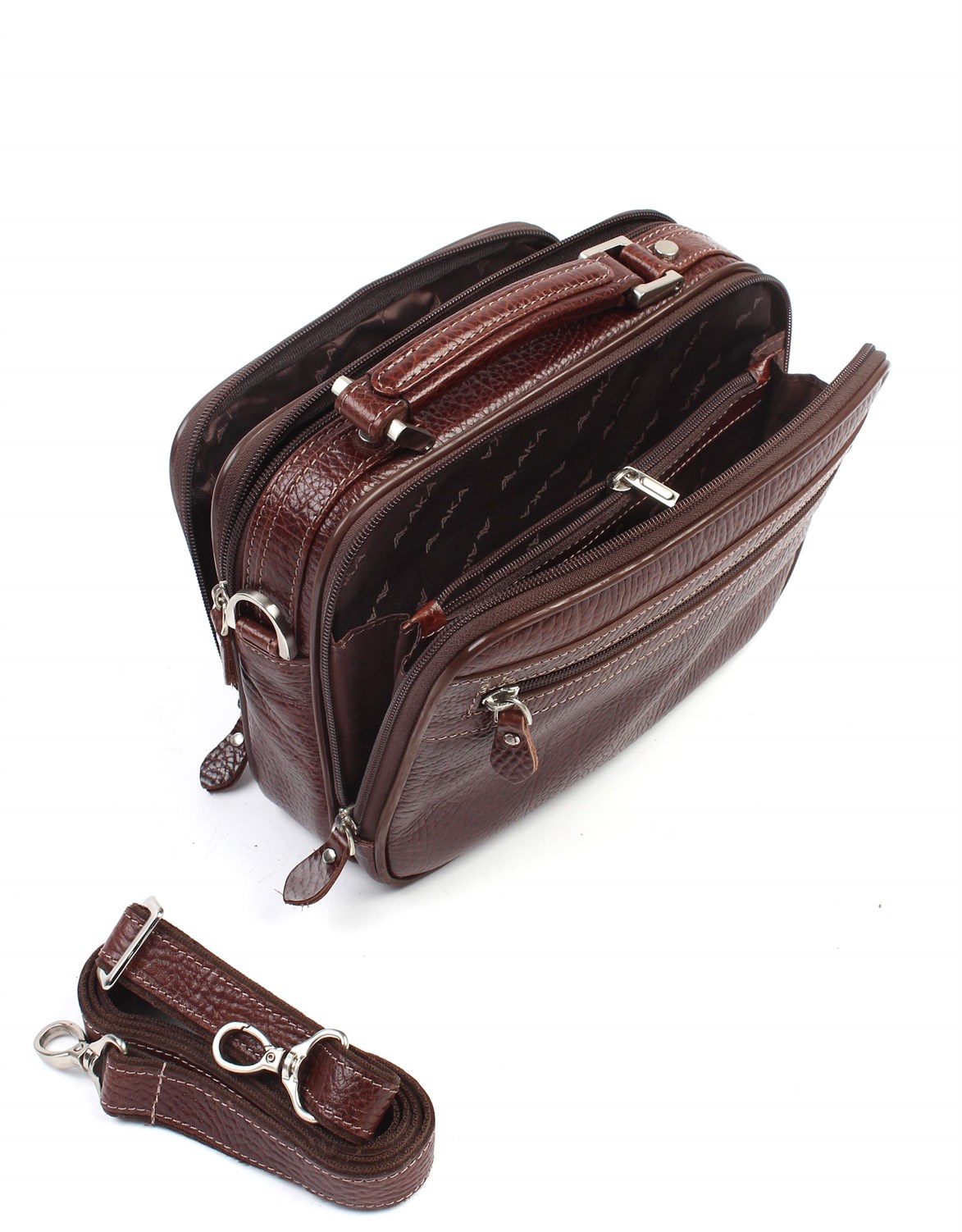 Parlak Kahve - Deri Portföy Çantası 318