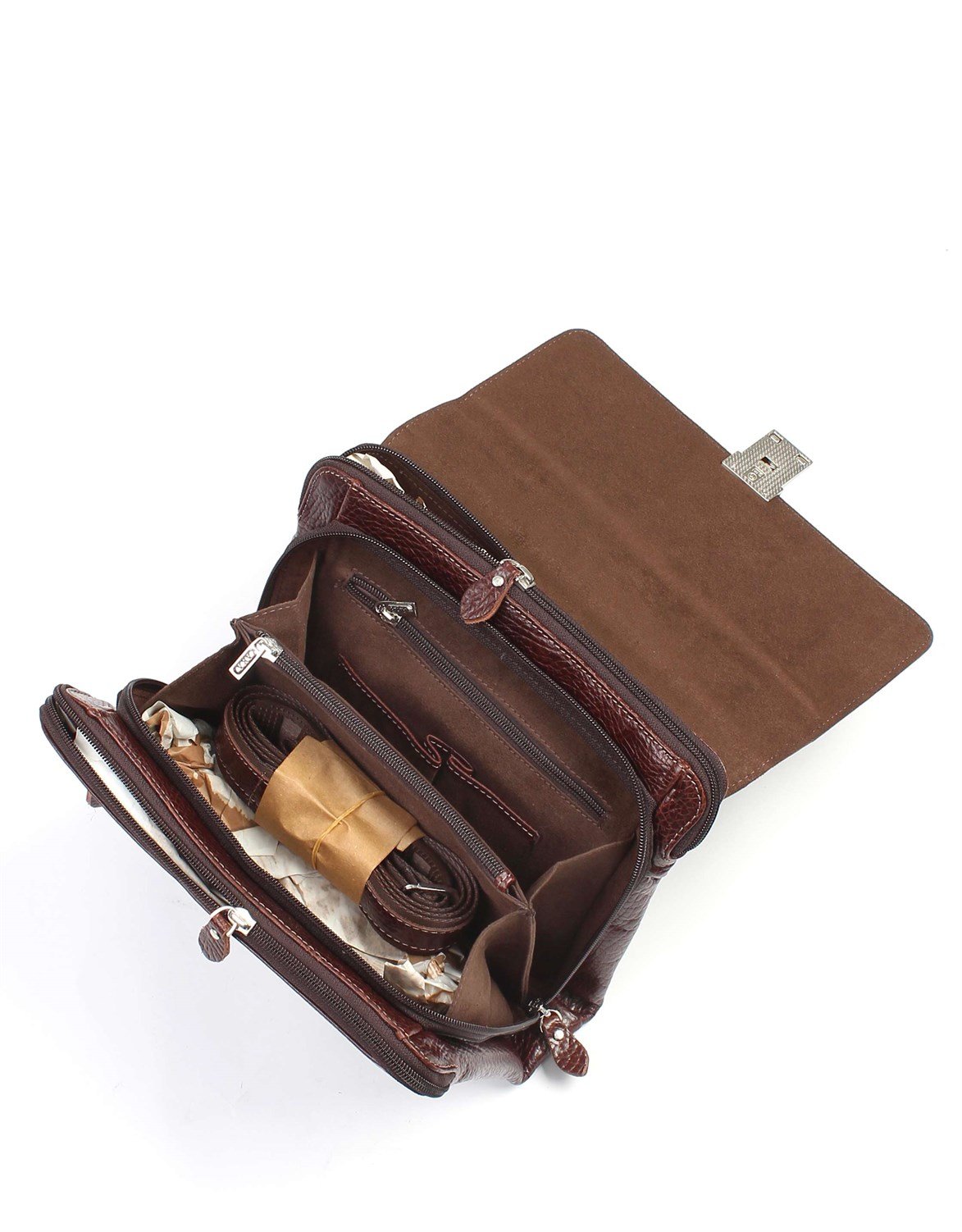 Parlak Kahve - Deri Portföy Çantası 350