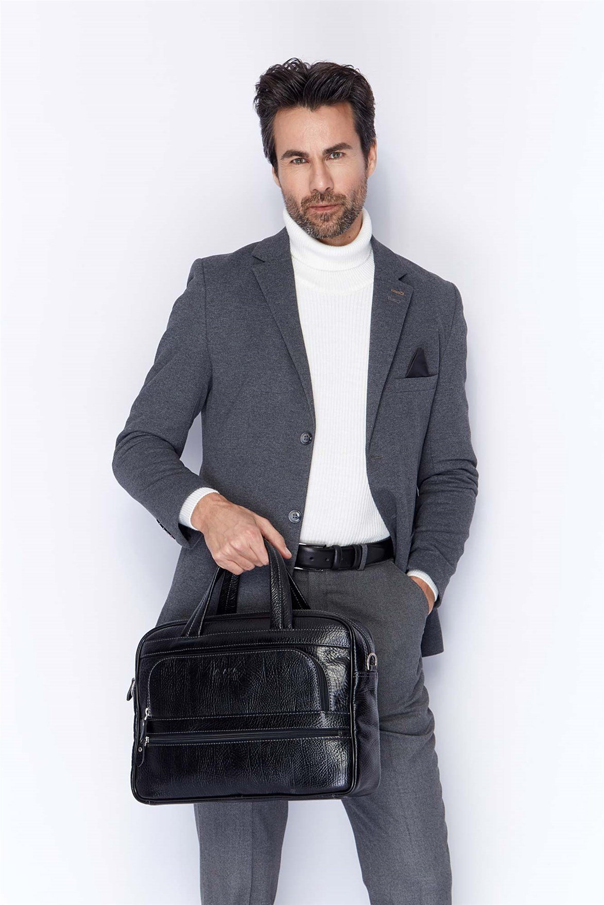 Genuine Leather Laptop Bag - 251 - 60