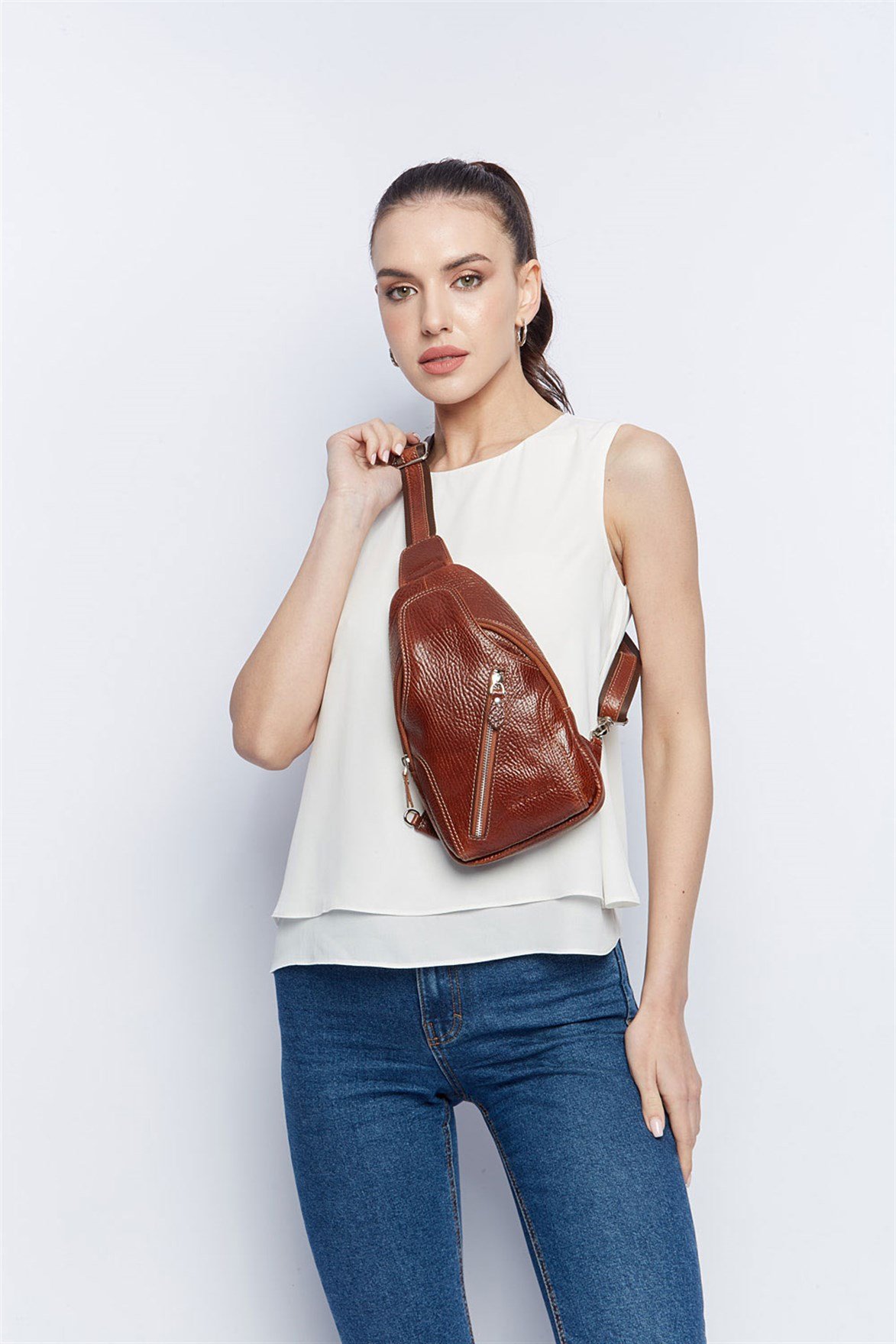 Genuine Leather Shoulder Bag - 313 - 63
