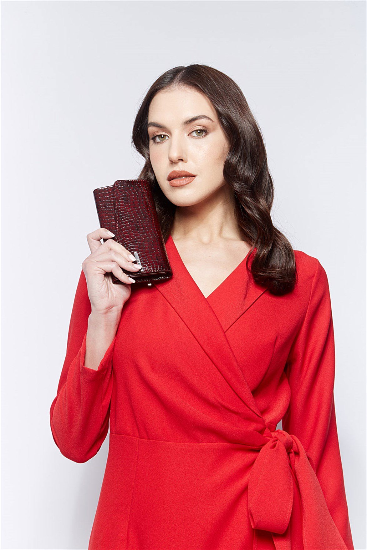 Rugan Koyu Kırmızı Hakiki Deri Kadın Cüzdanı (472-65)