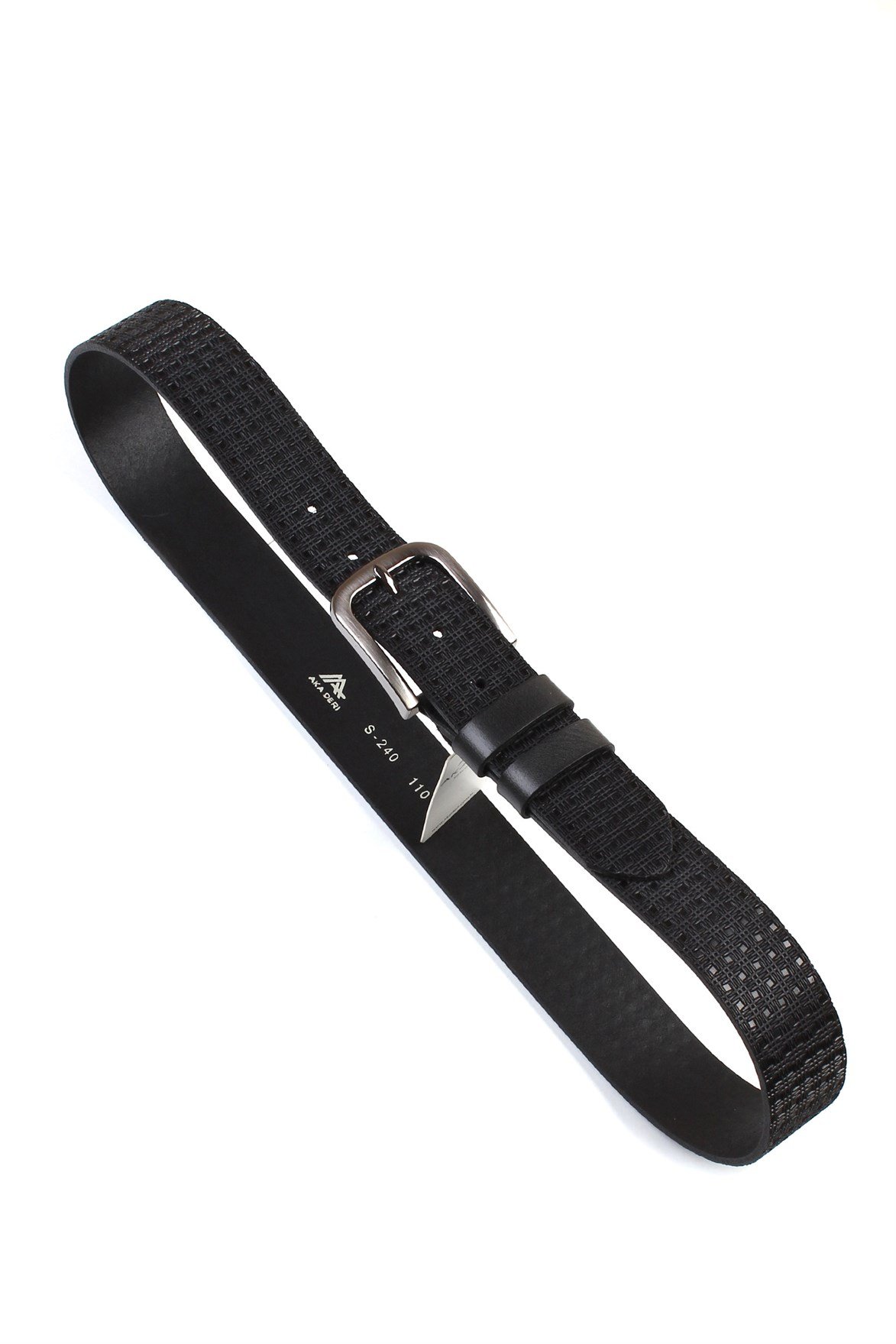 Siyah Hakiki Deri Spor Erkek Kemeri s240